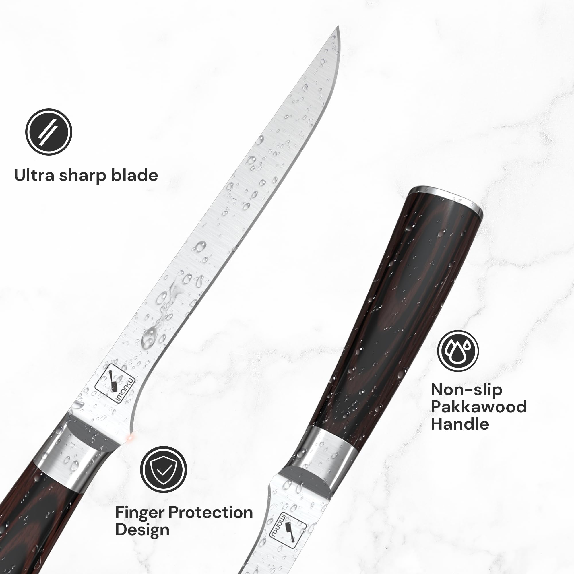 6 Inch Boning Knife German High Carbon Steel Fillet Knife with Gift Box - IMARKU