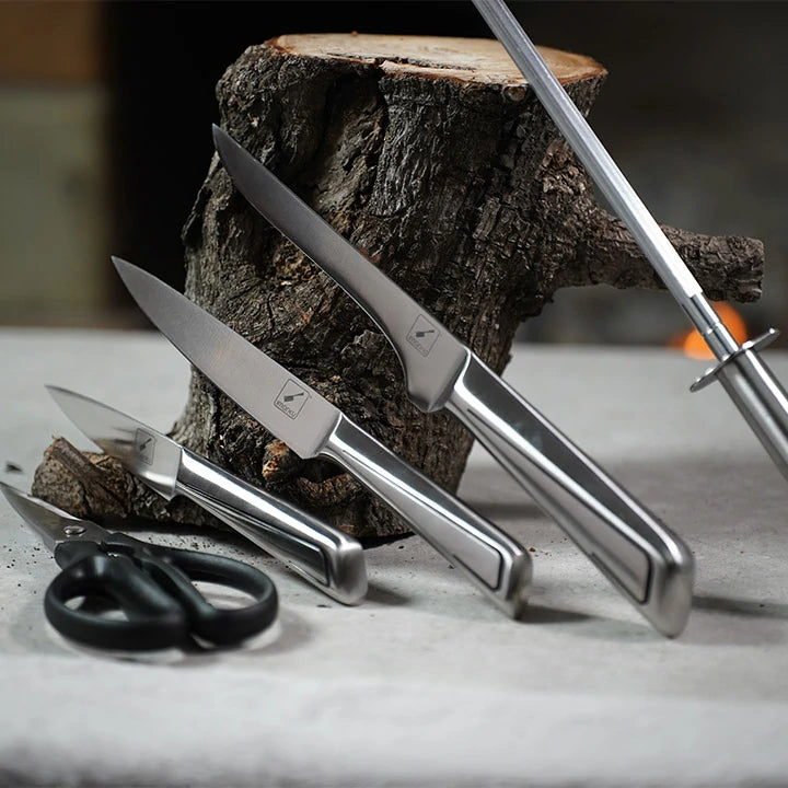 imarku Set di coltelli, 10 pezzi set coltelli giapponesi da cucina con  cassetto portacoltelli in legno, spazio inserto per 9 coltelli affilati di  alta qualità, set coltelli inox con manico ergonomico 