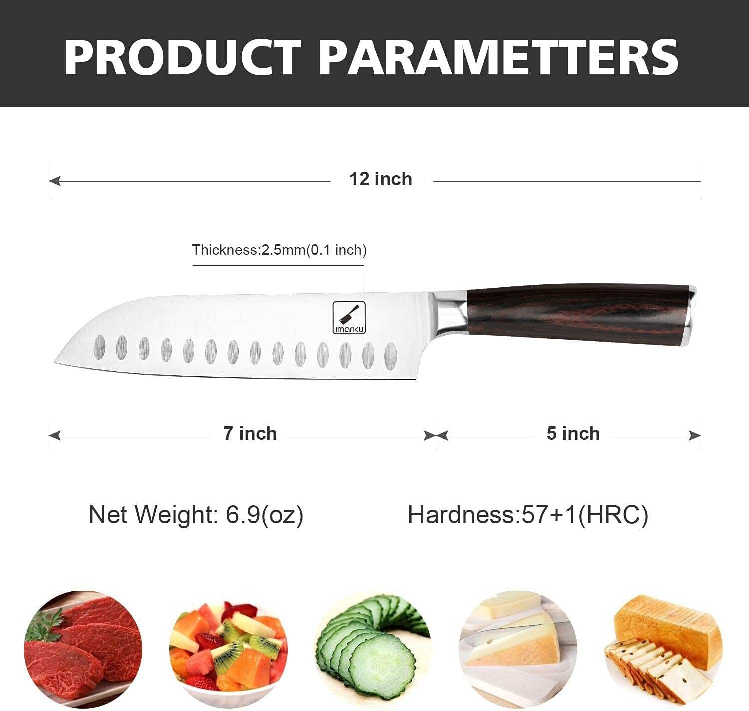 7 Inch Santoku Knife Japanese Ultra Sharp Santoku Knife for Home Chef - IMARKU