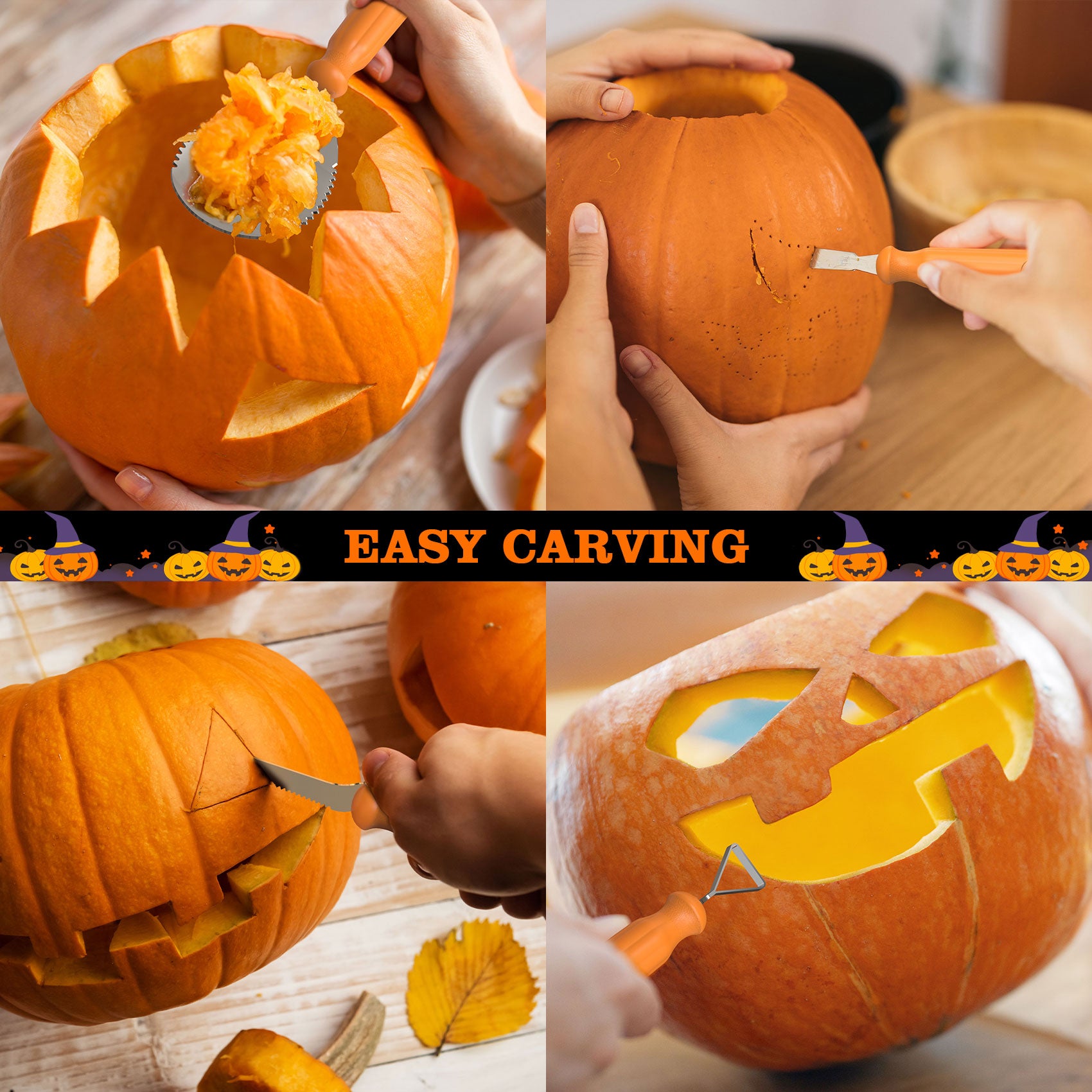 Stainless Halloween Pumpkin Carving Kit