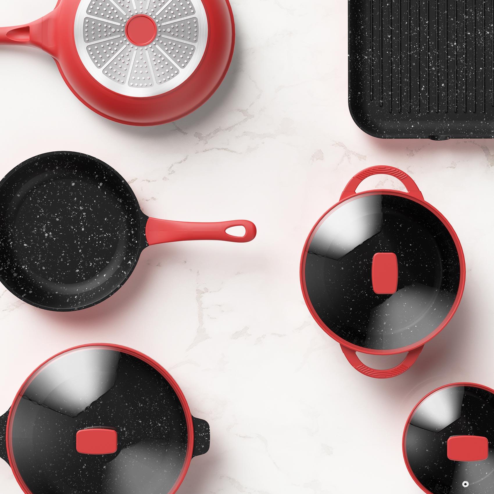 Best Cookware Set |16-Piece Nonstick Red Cookware Set | imarku - IMARKU