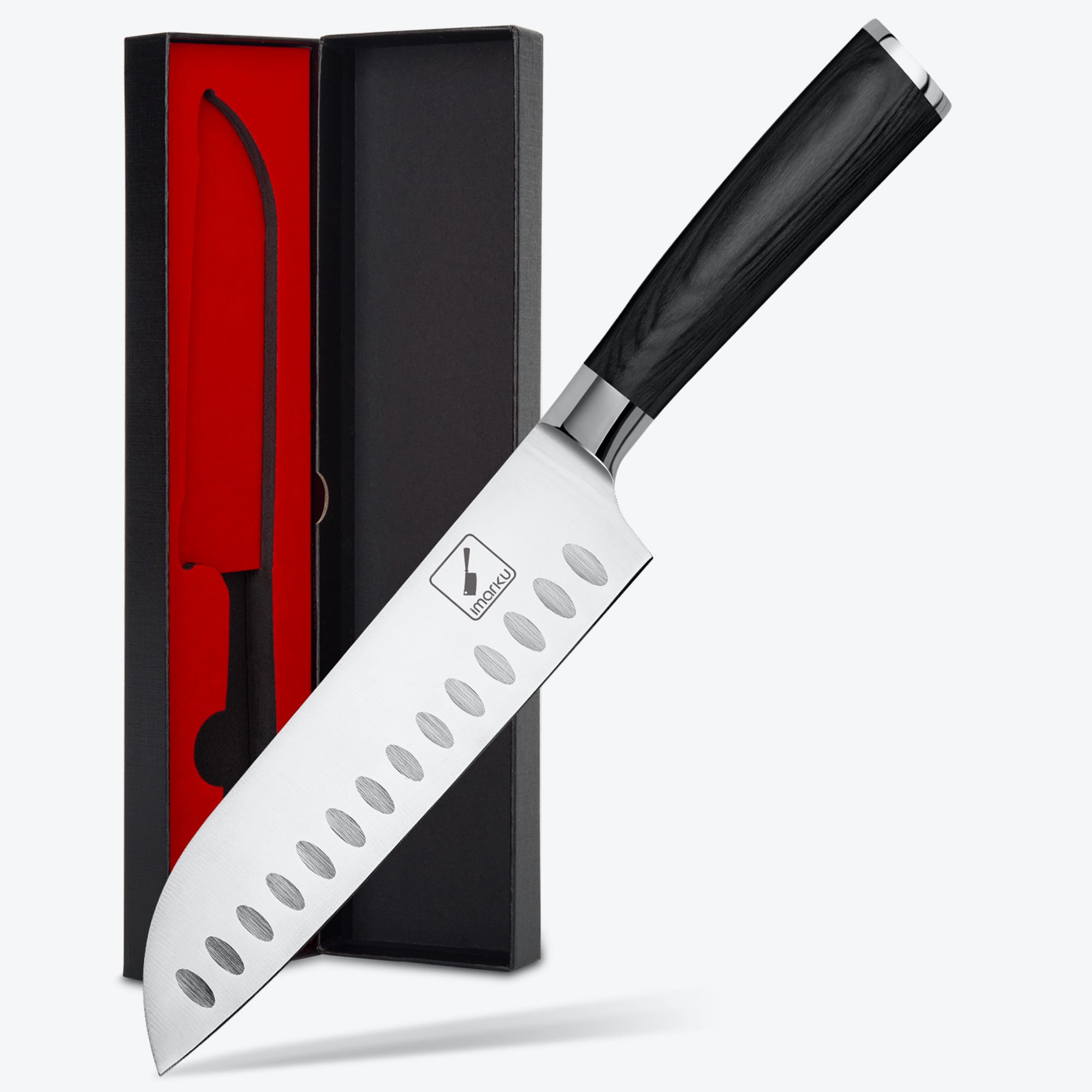 7 inch santoku knife with black handle