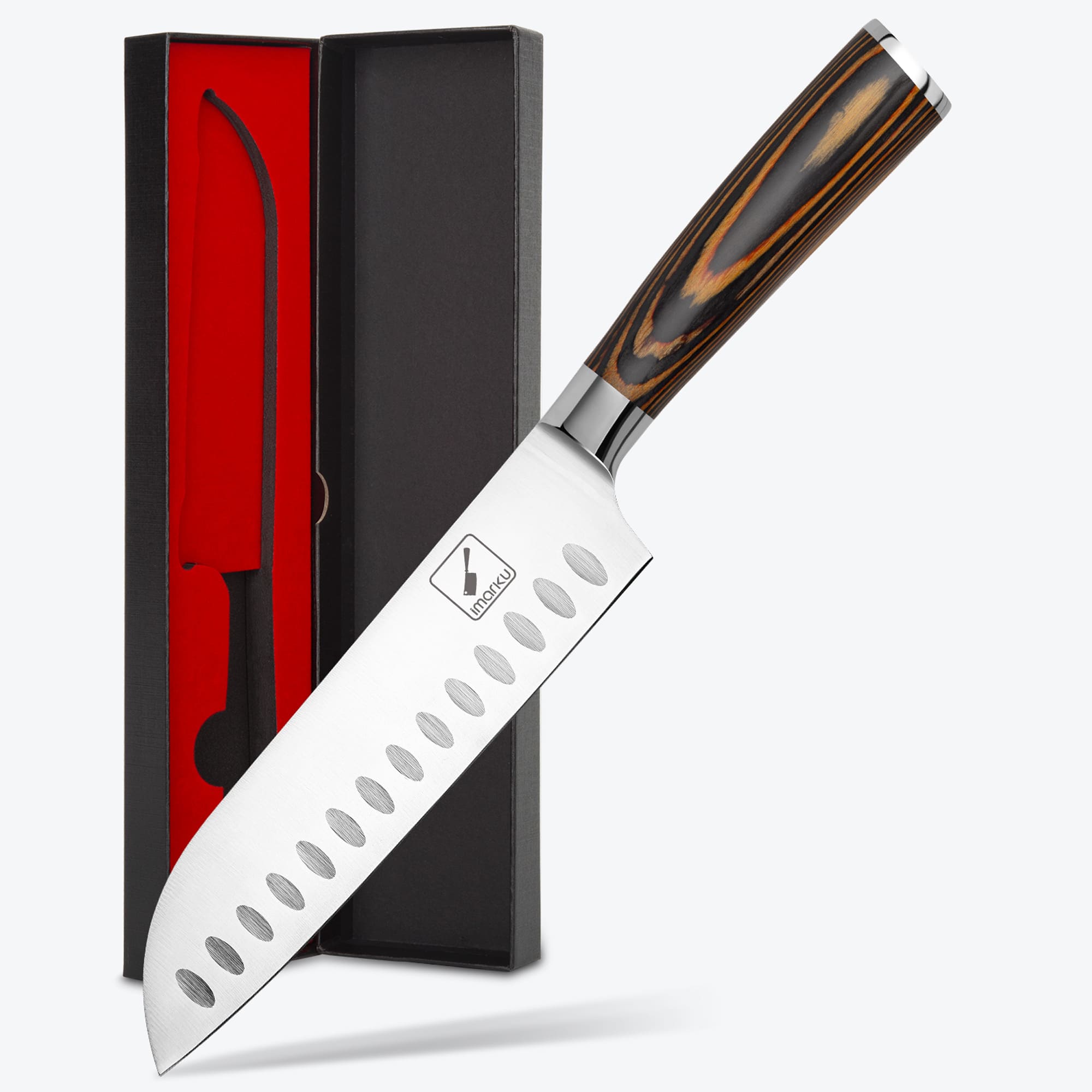 7 inch santoku knife with orange handle