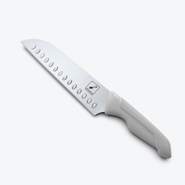 7 inch santoku knife with white handle