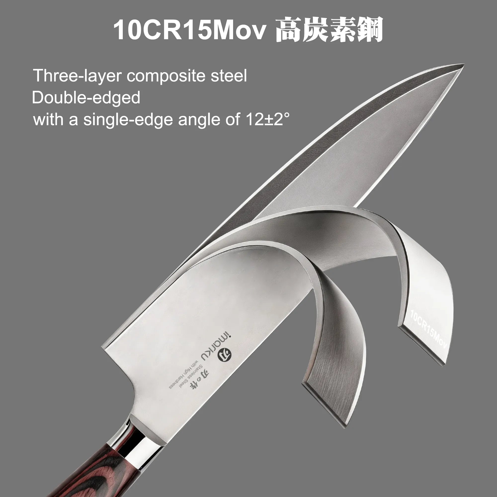 8.5" Stainless Steel Japanese Chef Knife with Ultra-Sharp Composite Blade