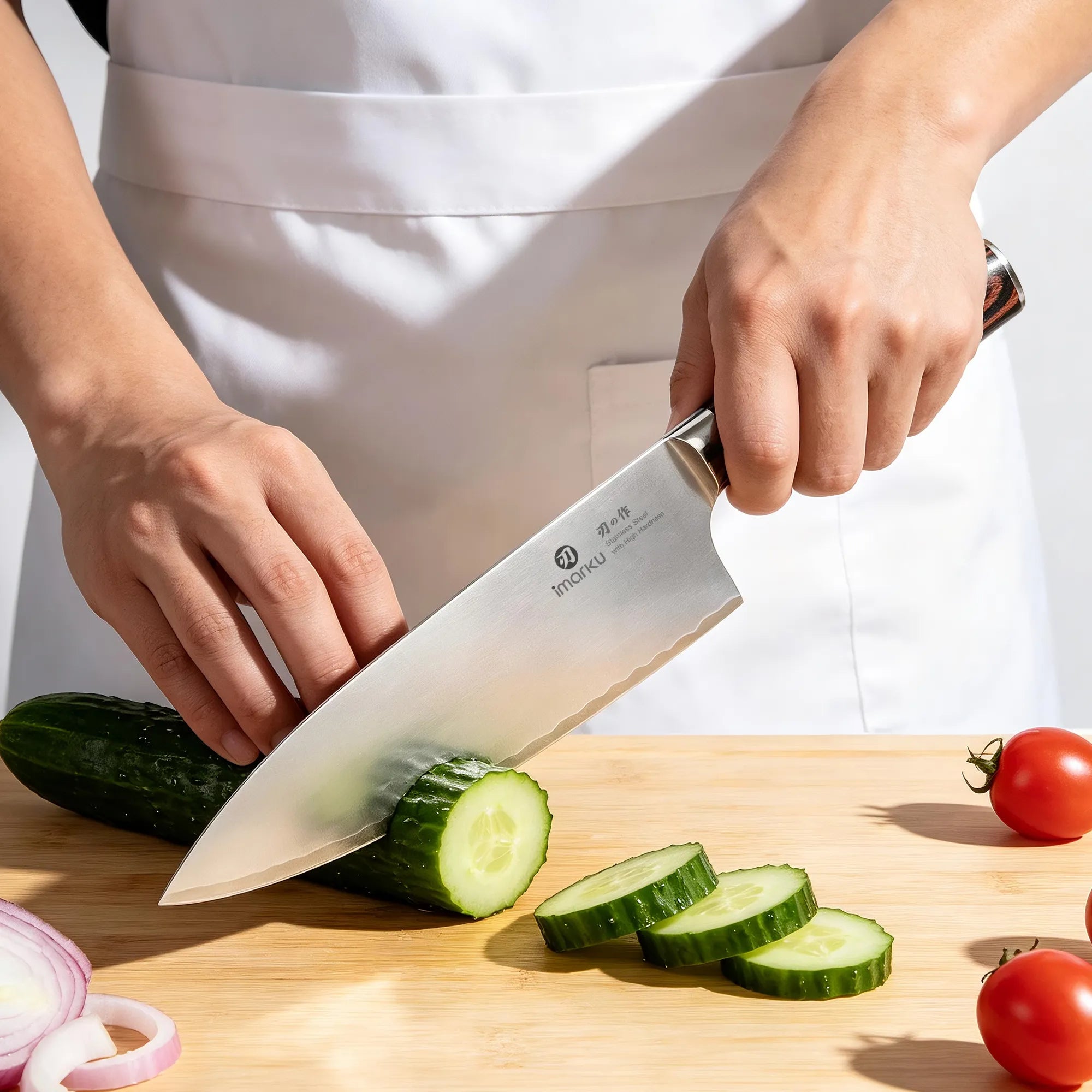 8.5" Stainless Steel Japanese Chef Knife with Ultra-Sharp Composite Blade