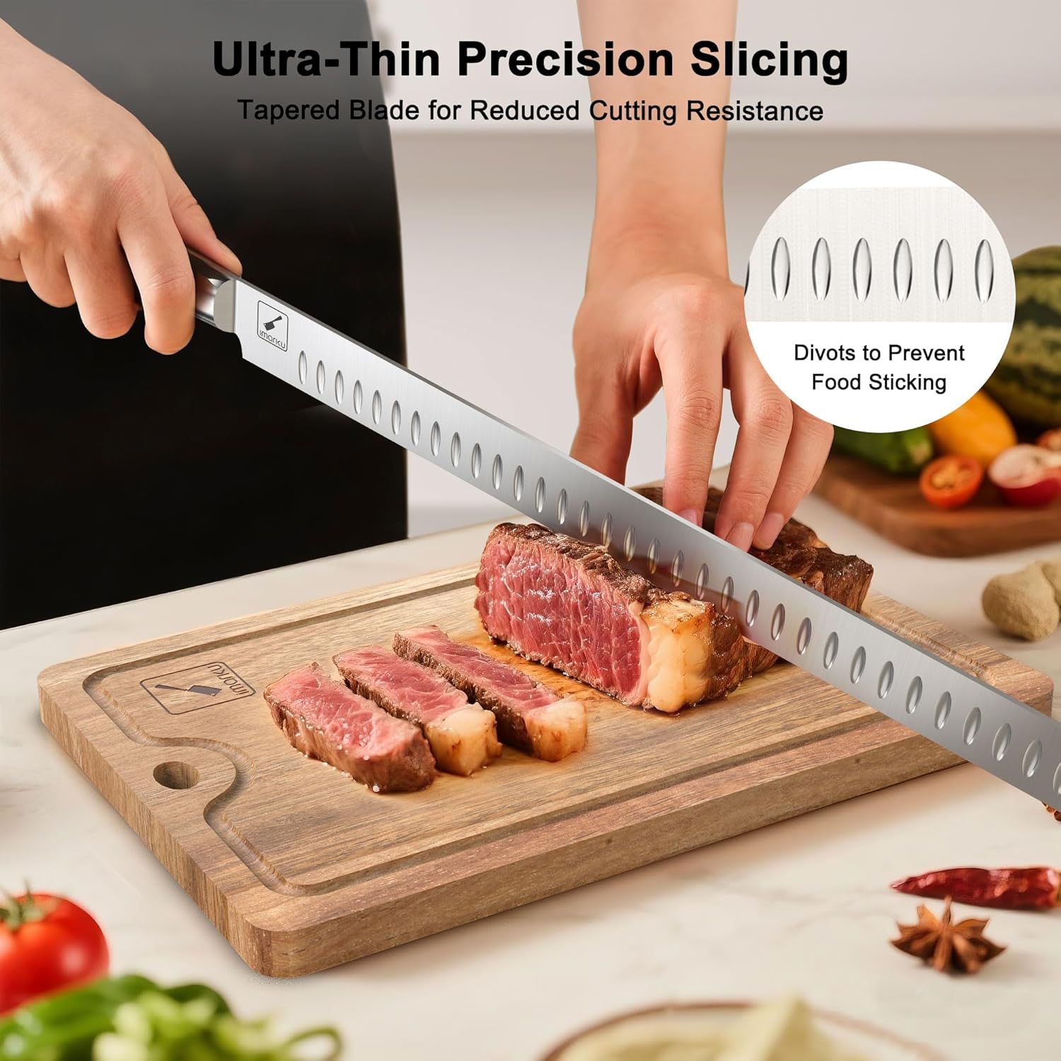 divots to prevent food sticking brisket knife