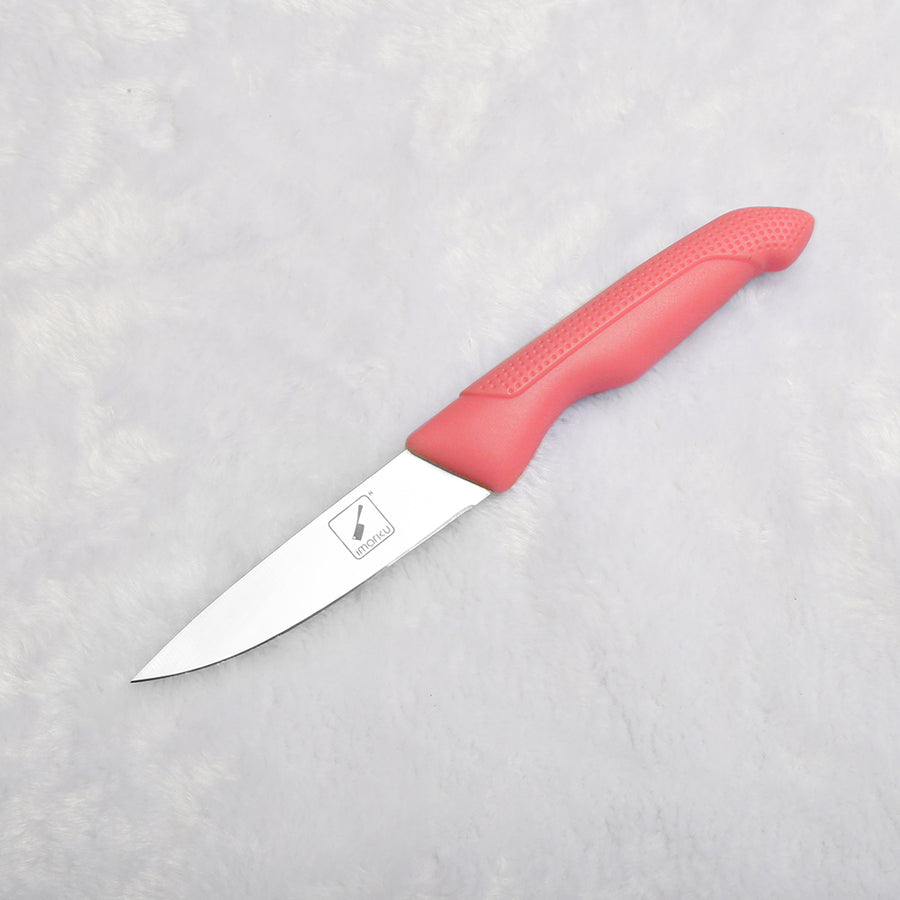 Red Knife Set with Built-in Sharpener Stainless Steel Blades PP Handles ...