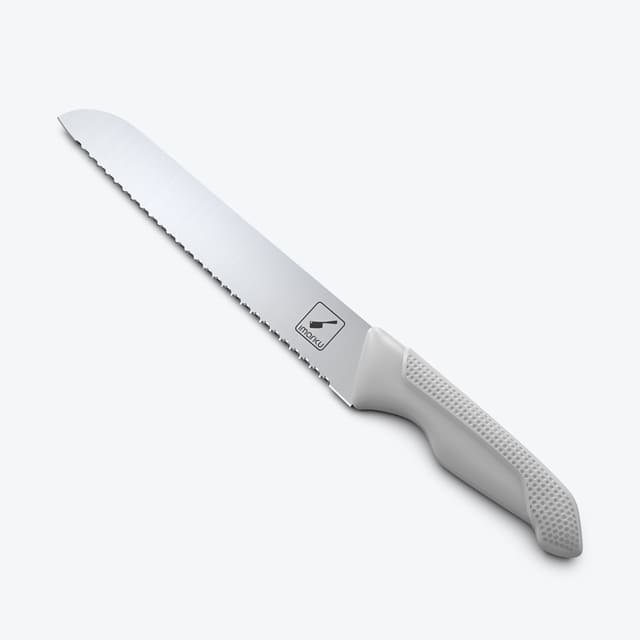 8 inch bread knife with white handle