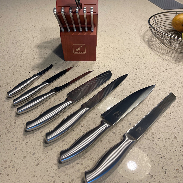 German Stainless Steel Chef's Knife Set with Wood Block