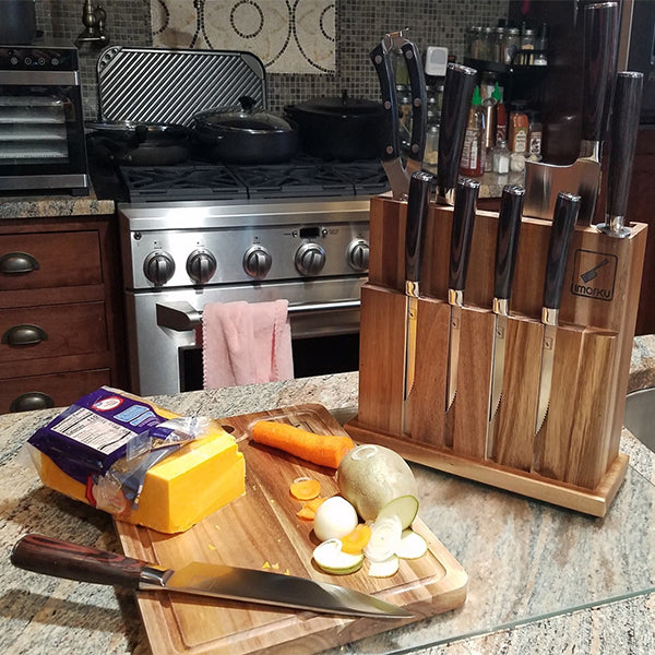 Cut, Chop, and Save Space with Knife Block Set & Cutting Board - IMARKU