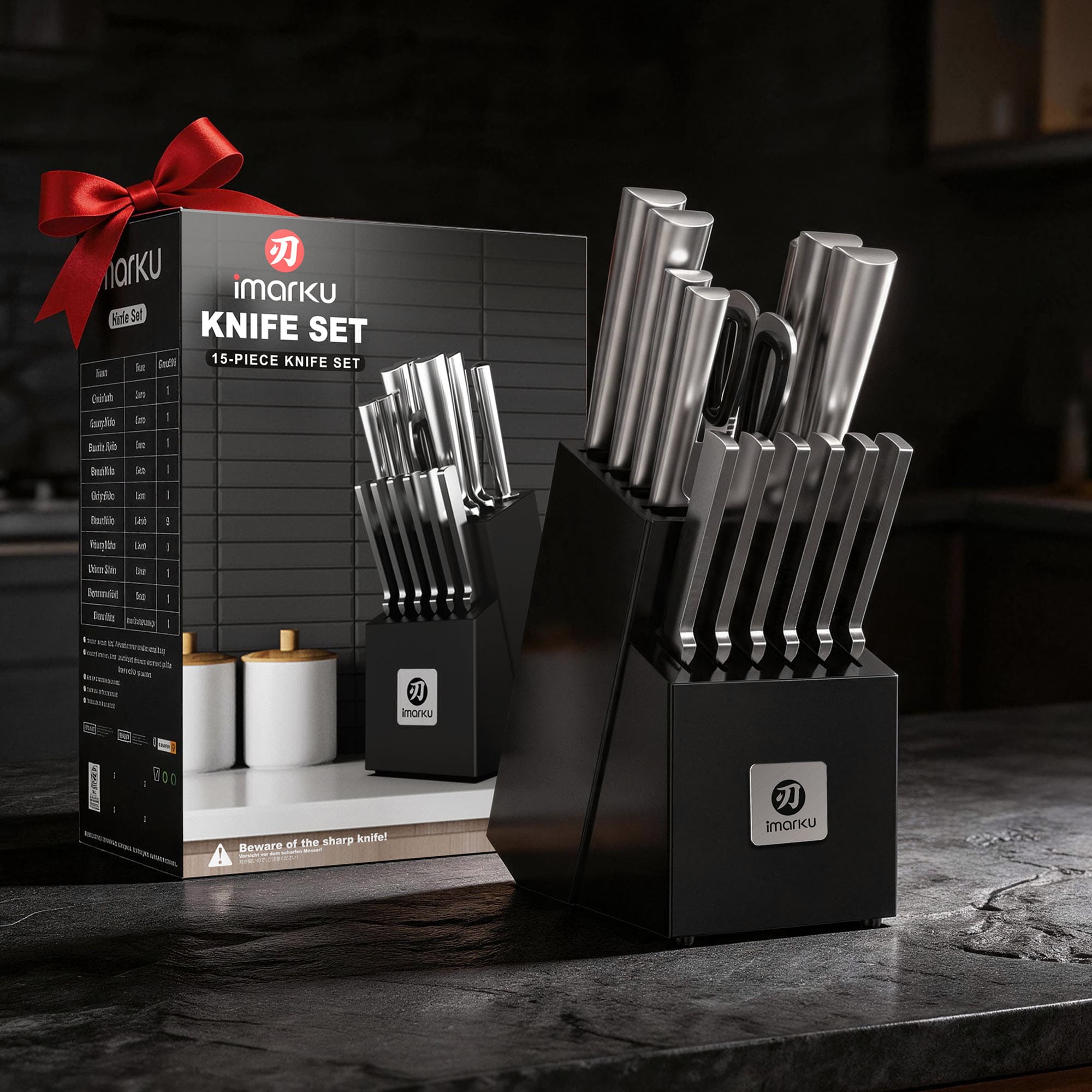 15-PCS Kitchen Knife Set Japanese High Carbon Stainless Steel