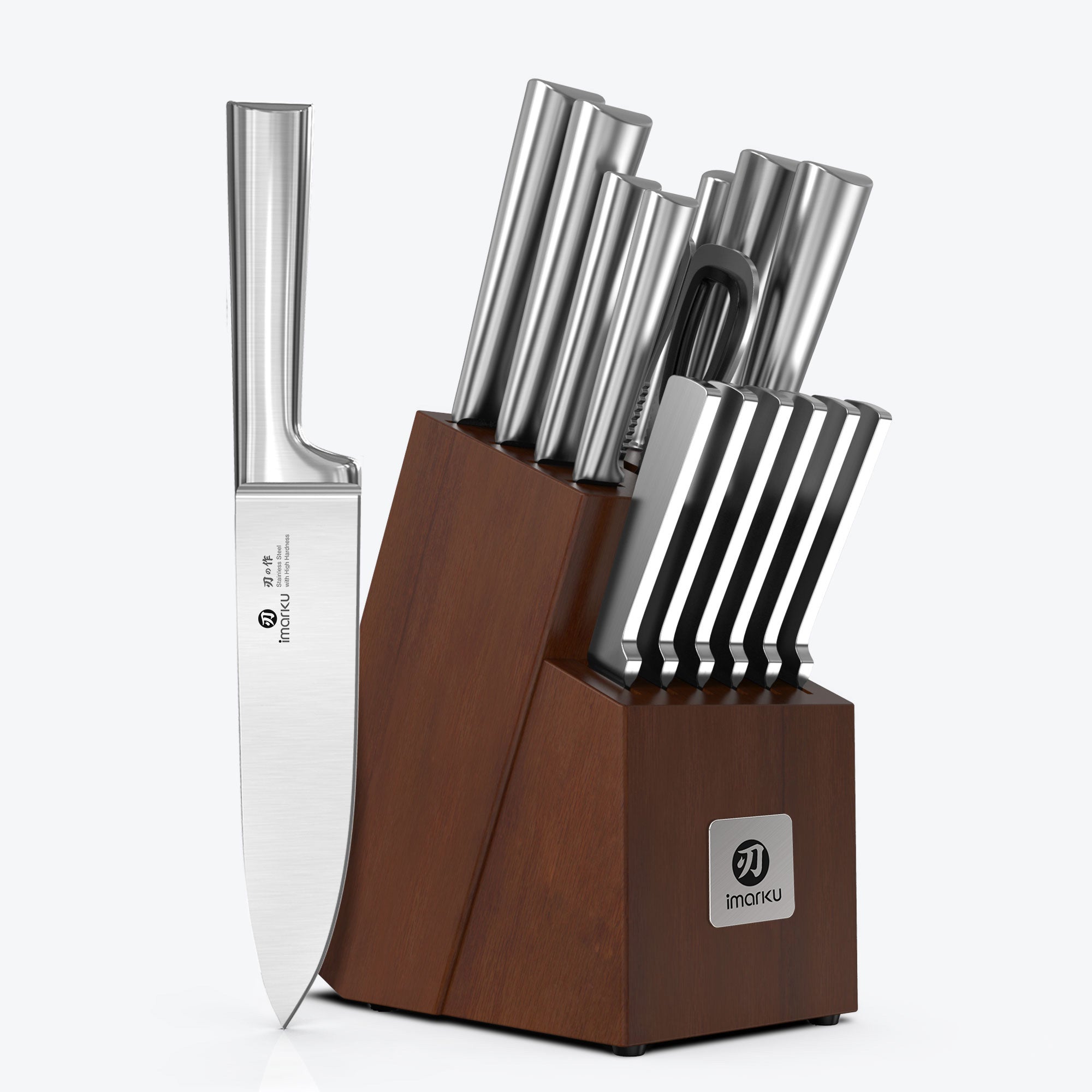 15 Pcs Japanese Knife Set Dishwasher Safe Kitchen Knife Set with Block