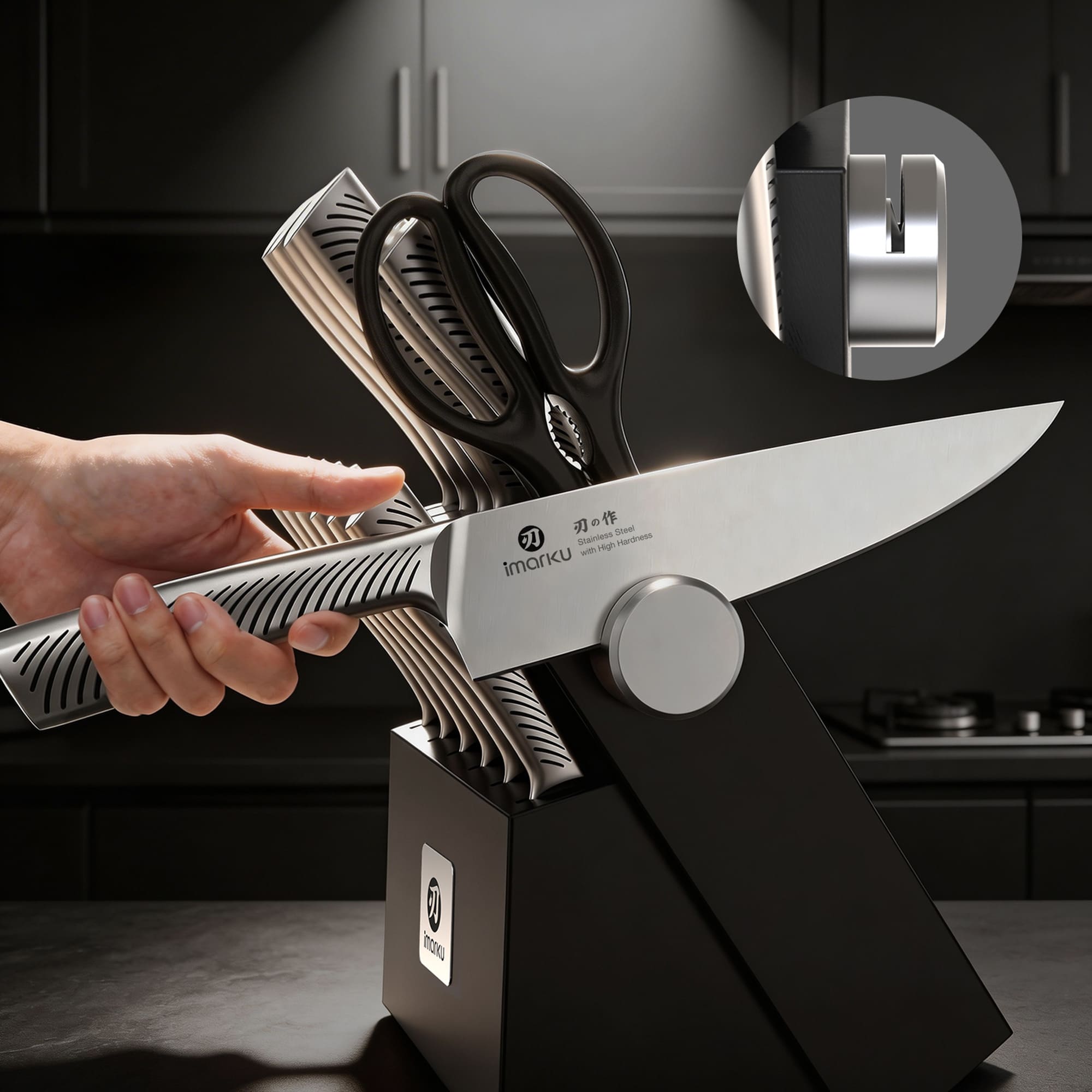 knife block set with sharpener_a31