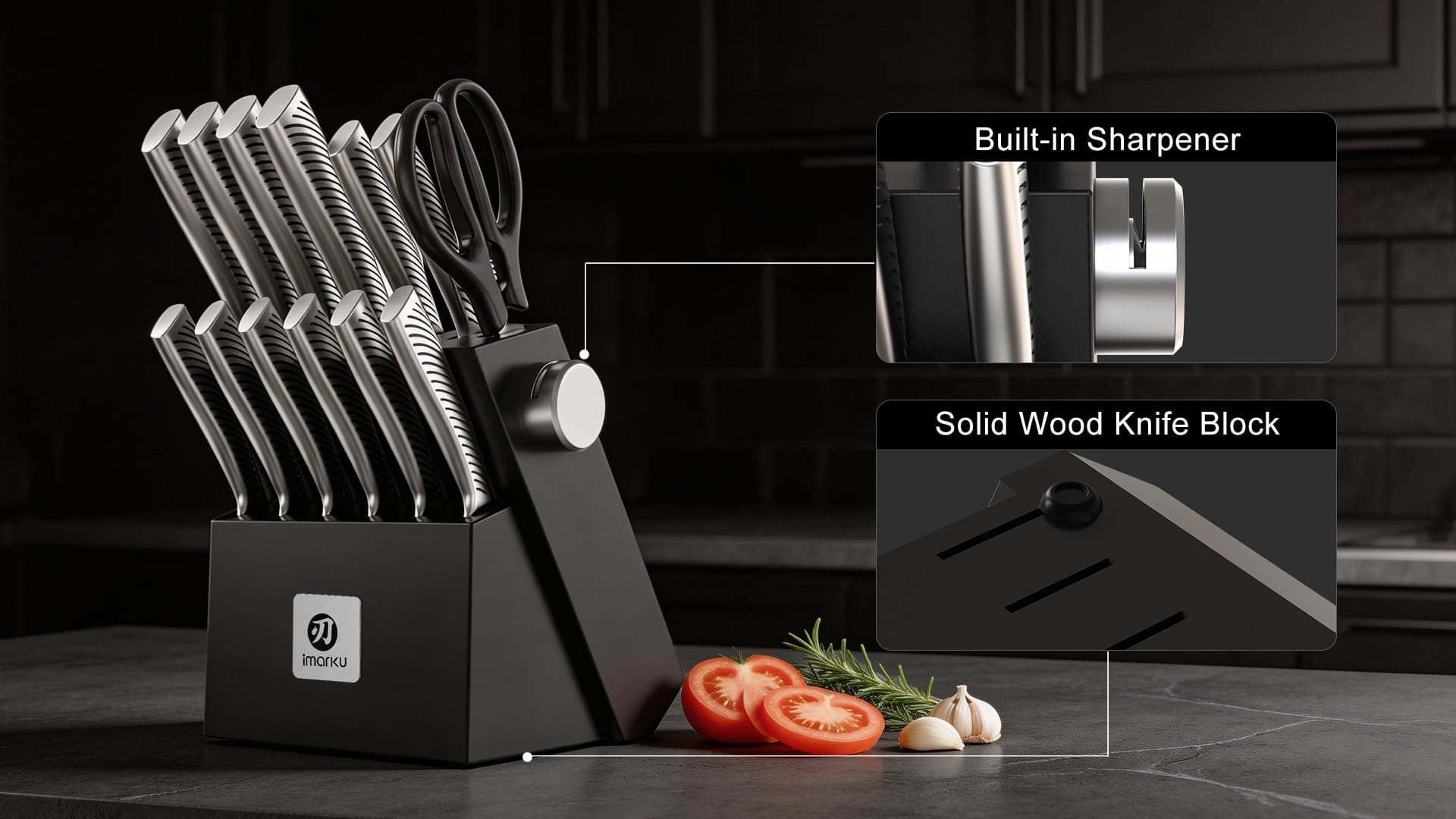 good kitchen knife set with built-in sharpener#a31