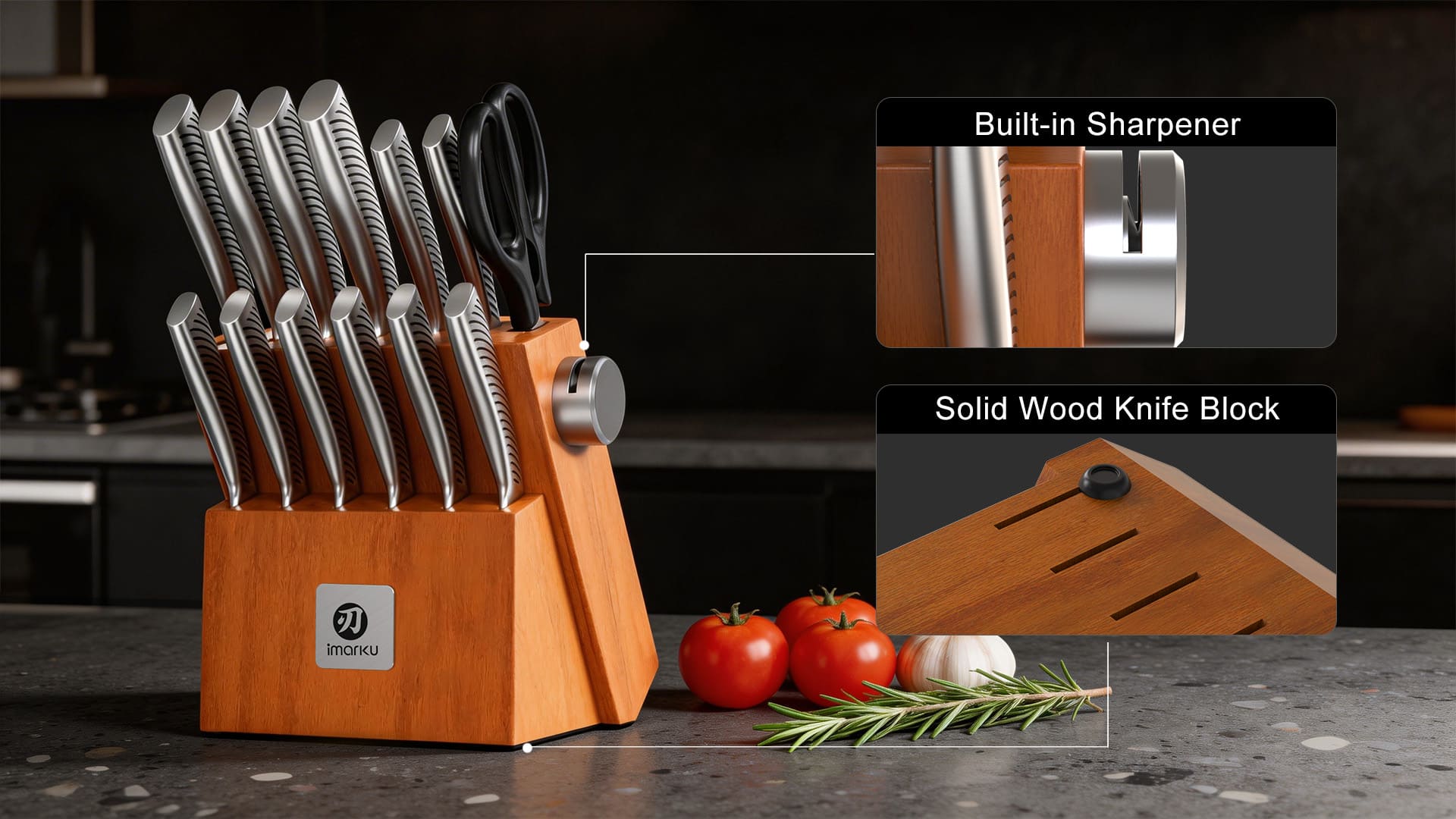 knife set with built-in sharpener#a31