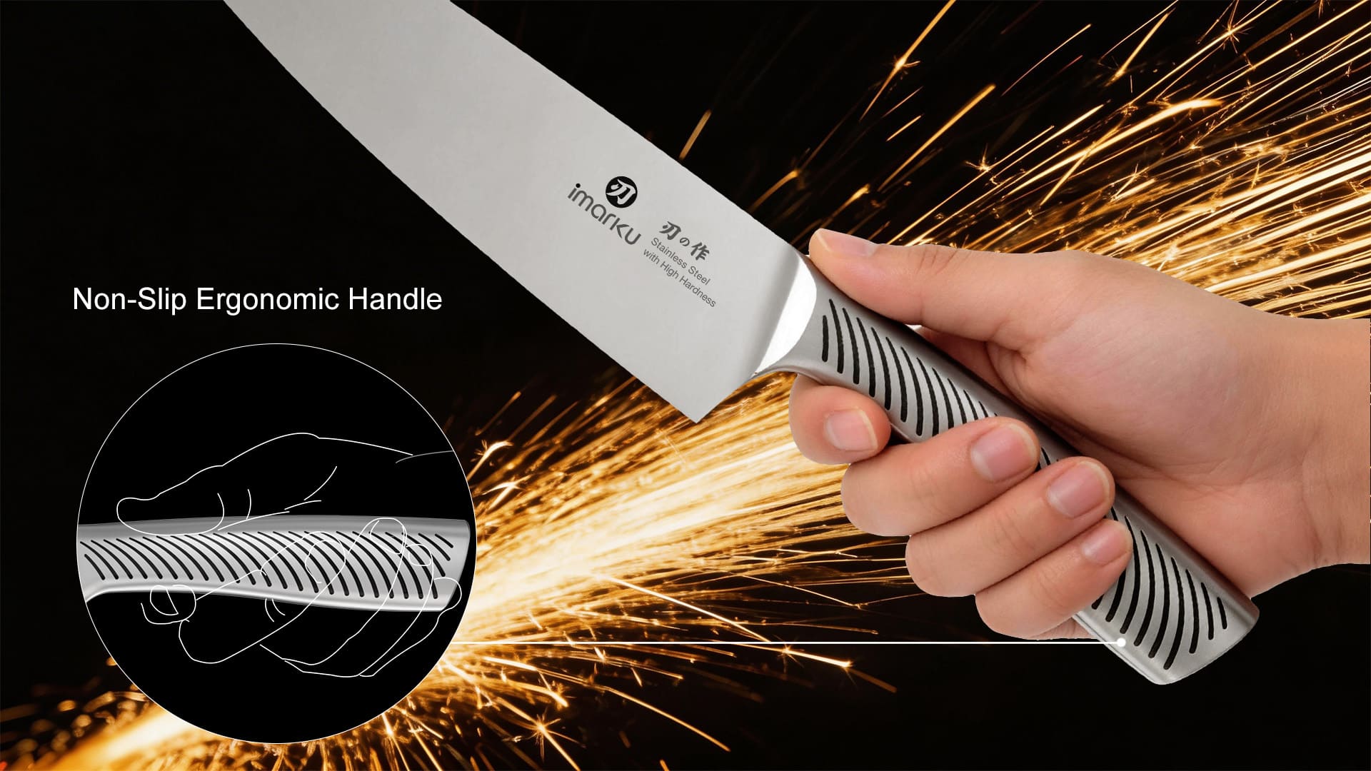 knife set with non-slip ergonomic handle#a31
