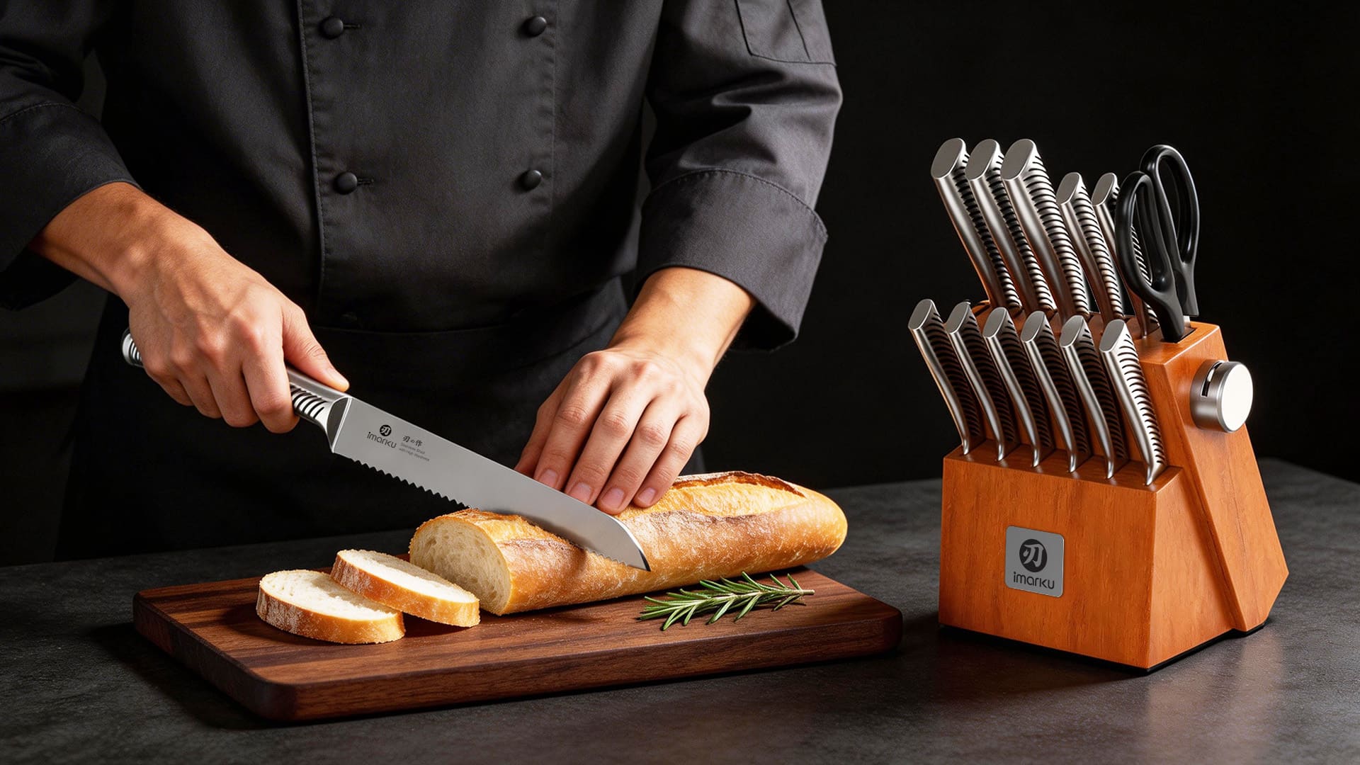 knife set with block and sharpener#a31