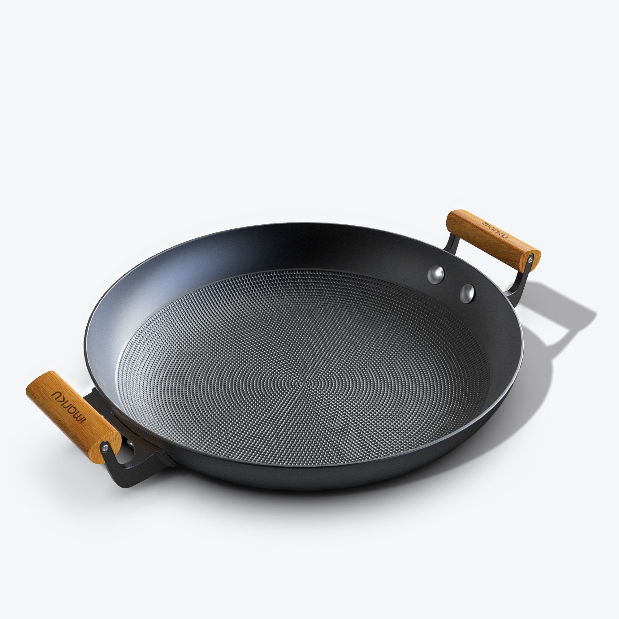 Large Cast Iron Skillet 14 Inch Nonstick Paella Grill Pan for BBQ