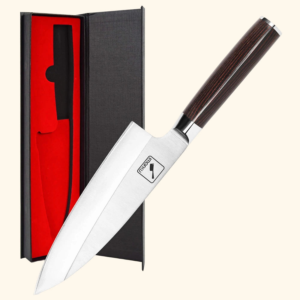 imarku | 7-Inch Deba Knife Fish Fillet Knife Stainless Steel Single Bevel Japanese Kitchen Knife for Fish Cutting, Silver