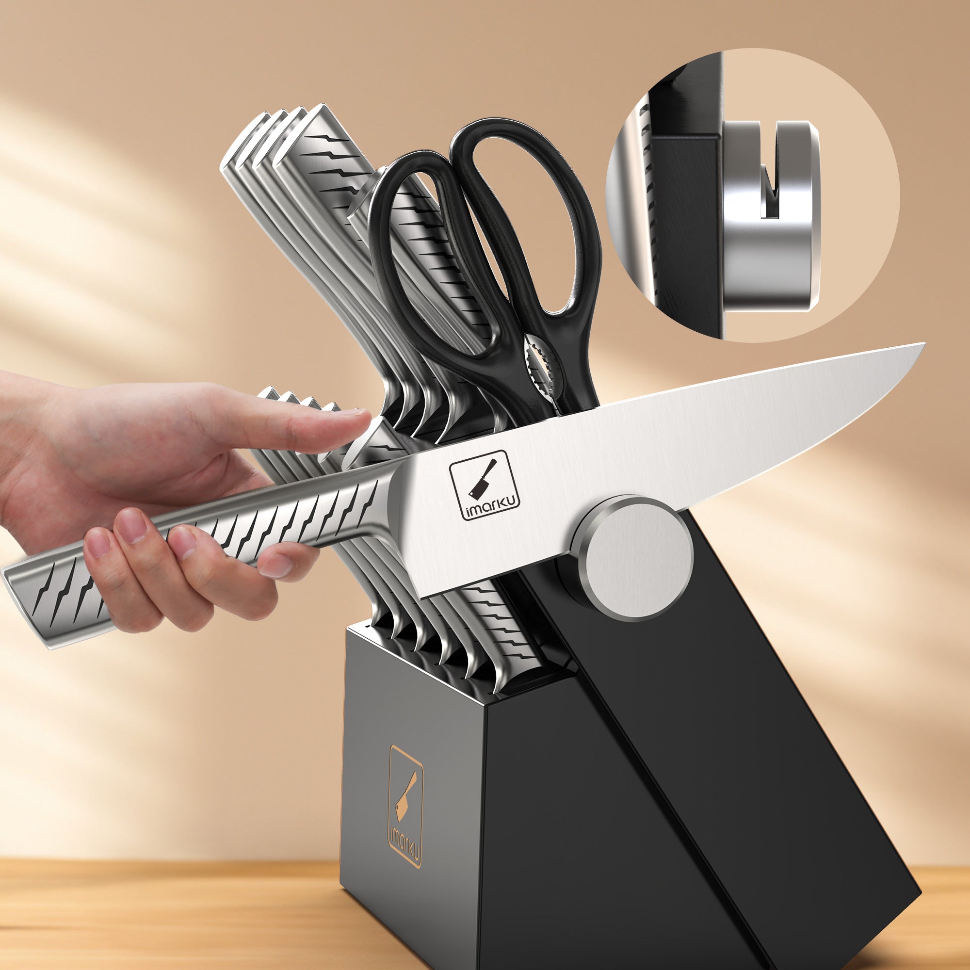 imarku knife set with built-in sharpener knife set