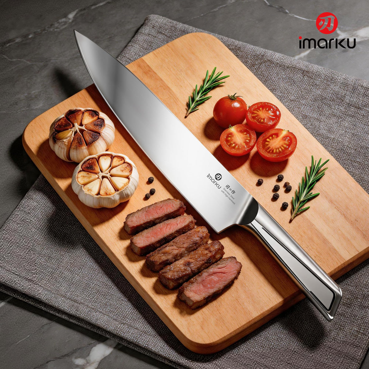8 Inch Japanese Chef Knife, High Carbon Stainless Steel with One-Piece Handle