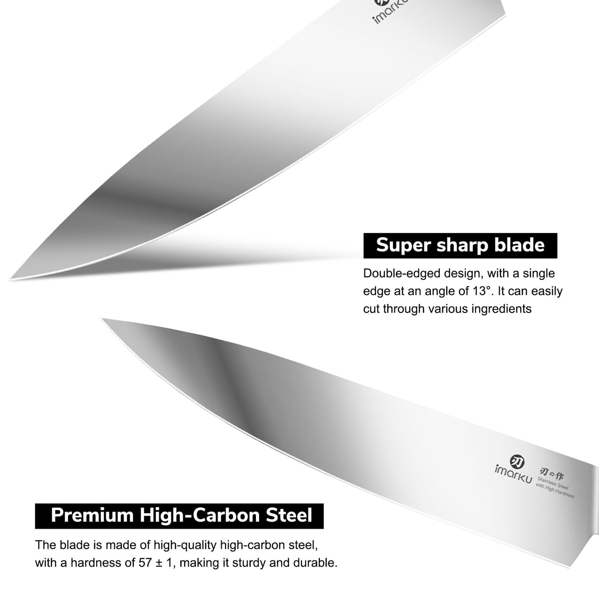 8 Inch Japanese Chef Knife, High Carbon Stainless Steel with One-Piece Handle