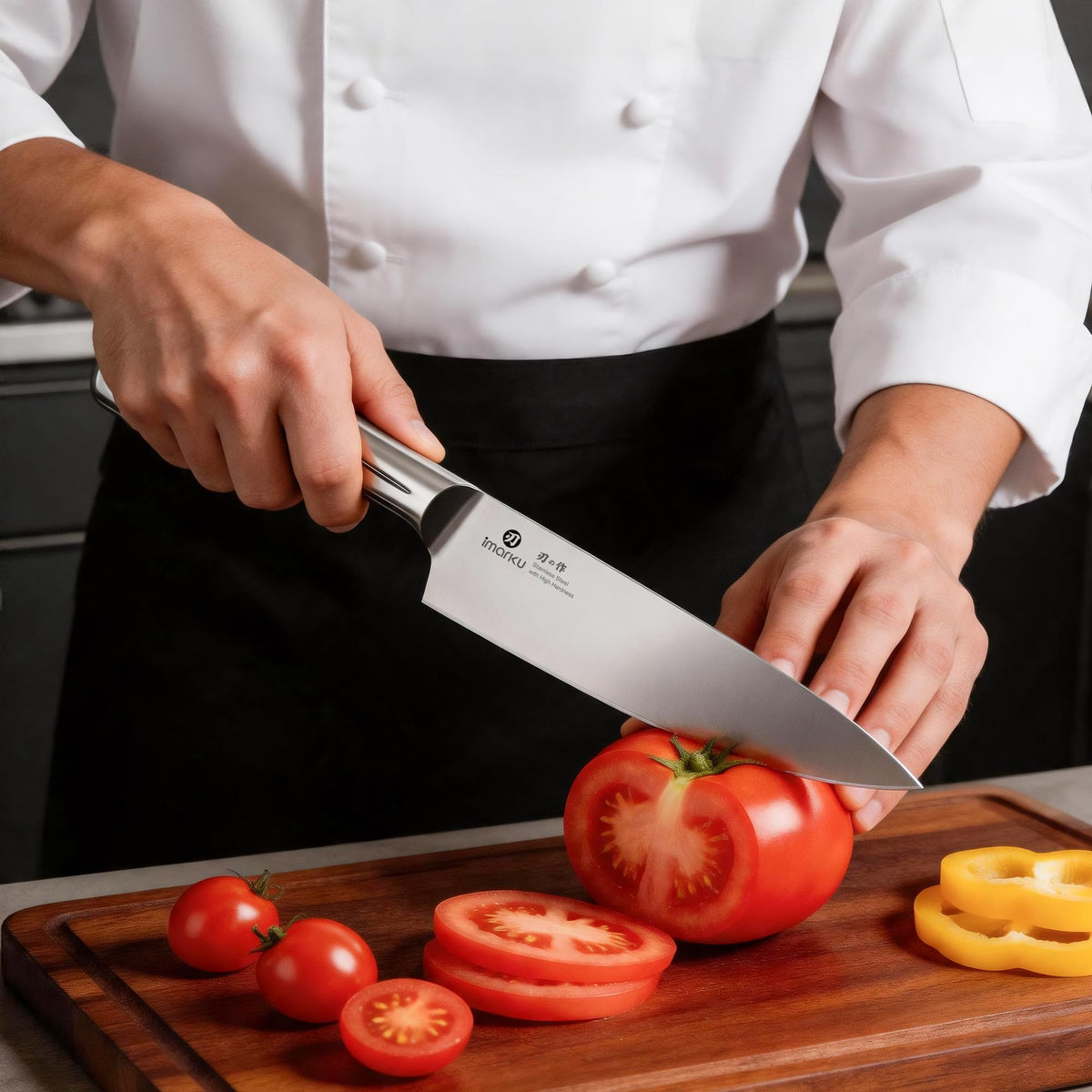8 Inch Japanese Chef Knife, High Carbon Stainless Steel with One-Piece Handle