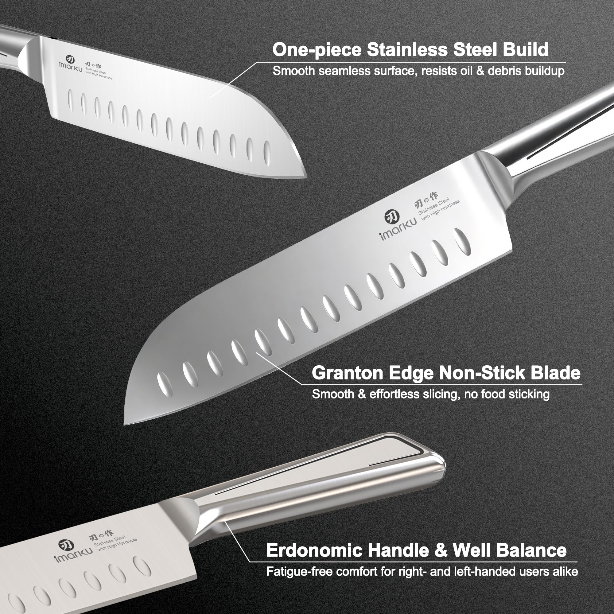 Japanese Kitchen Knife 7 Inch Santoku Blade with Hollow Edge for All-Purpose Cooking