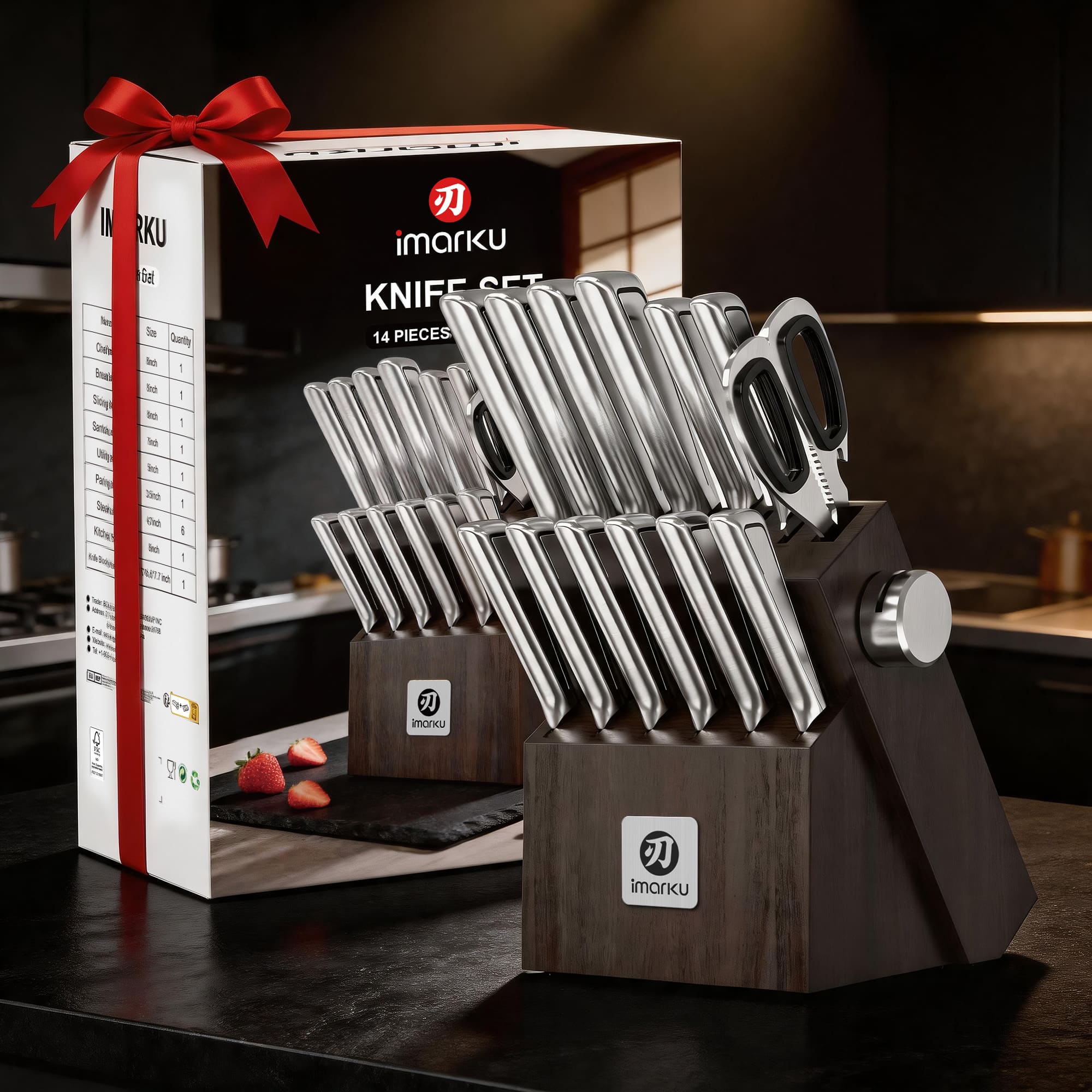 knife block set with Santoku knife