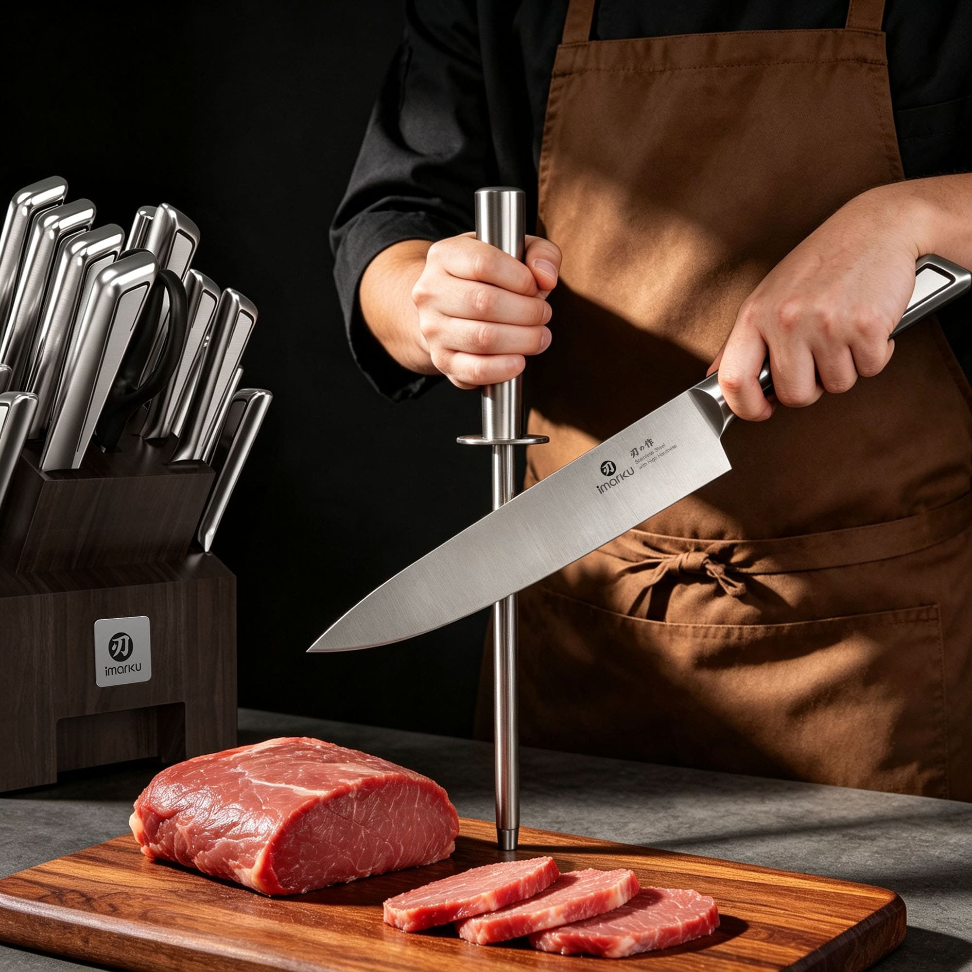 16-Piece Knife Block Set Ultra-Sharp Stainless Steel Kitchen Knives