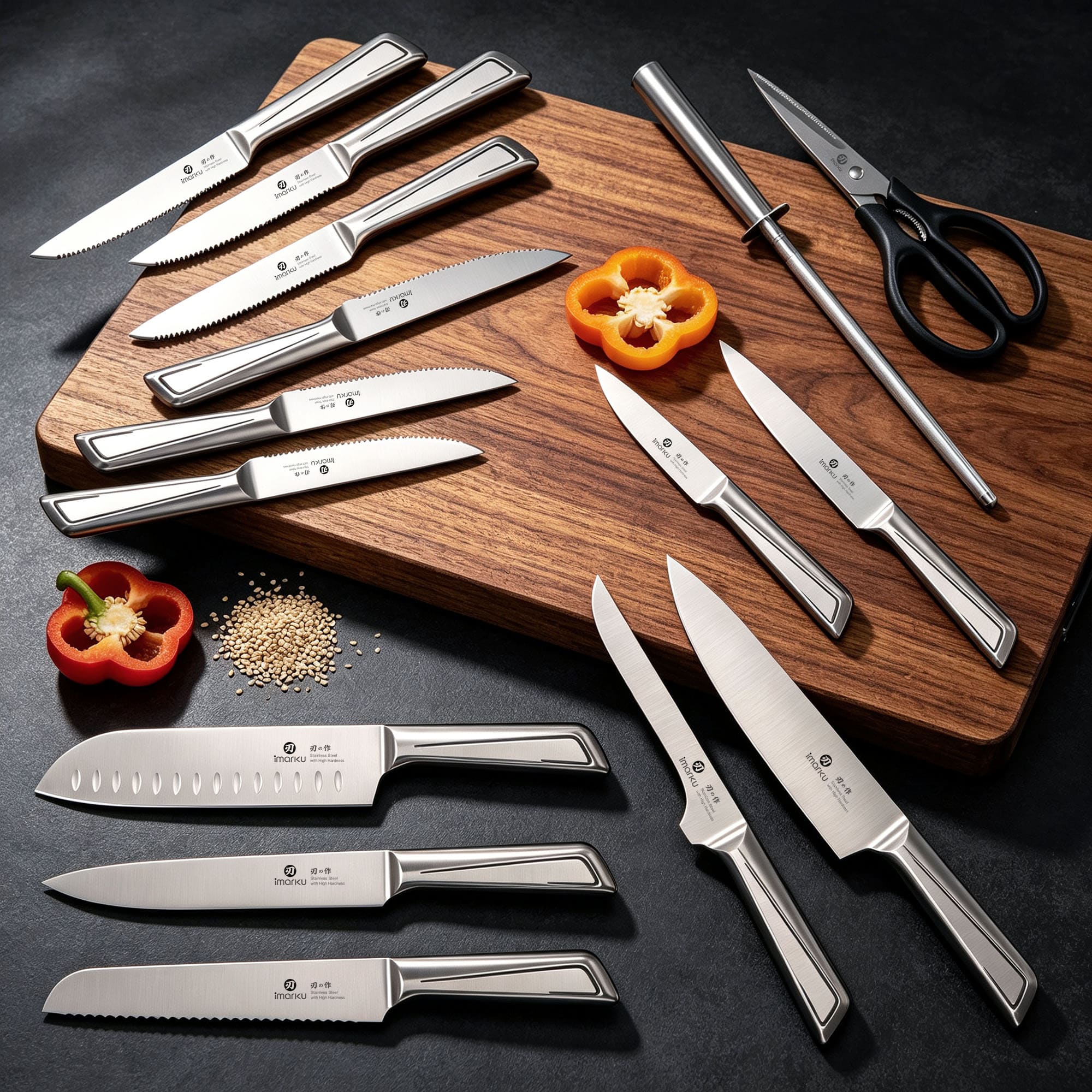16-Piece Knife Block Set Ultra-Sharp Stainless Steel Kitchen Knives
