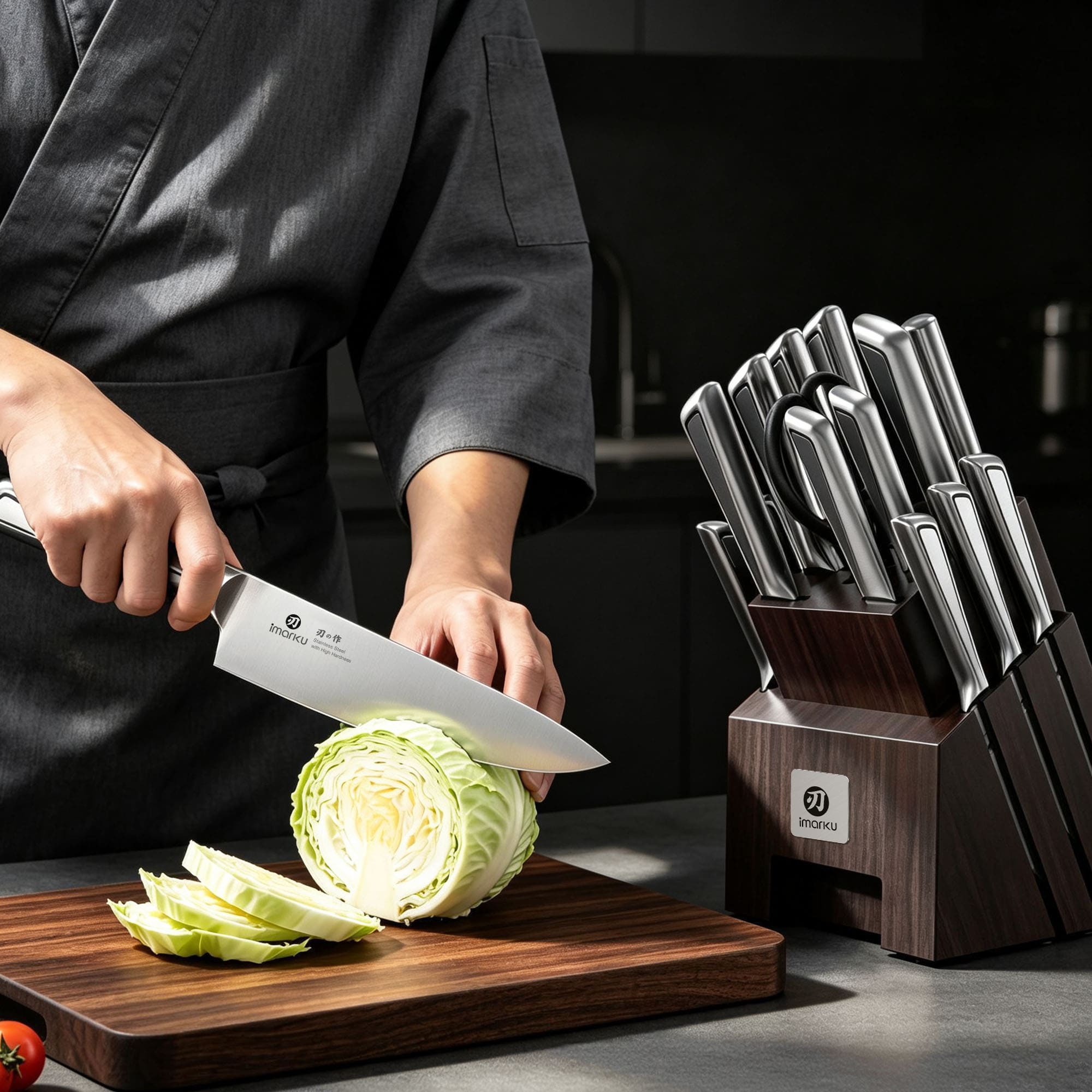 16-Piece Knife Block Set Ultra-Sharp Stainless Steel Kitchen Knives
