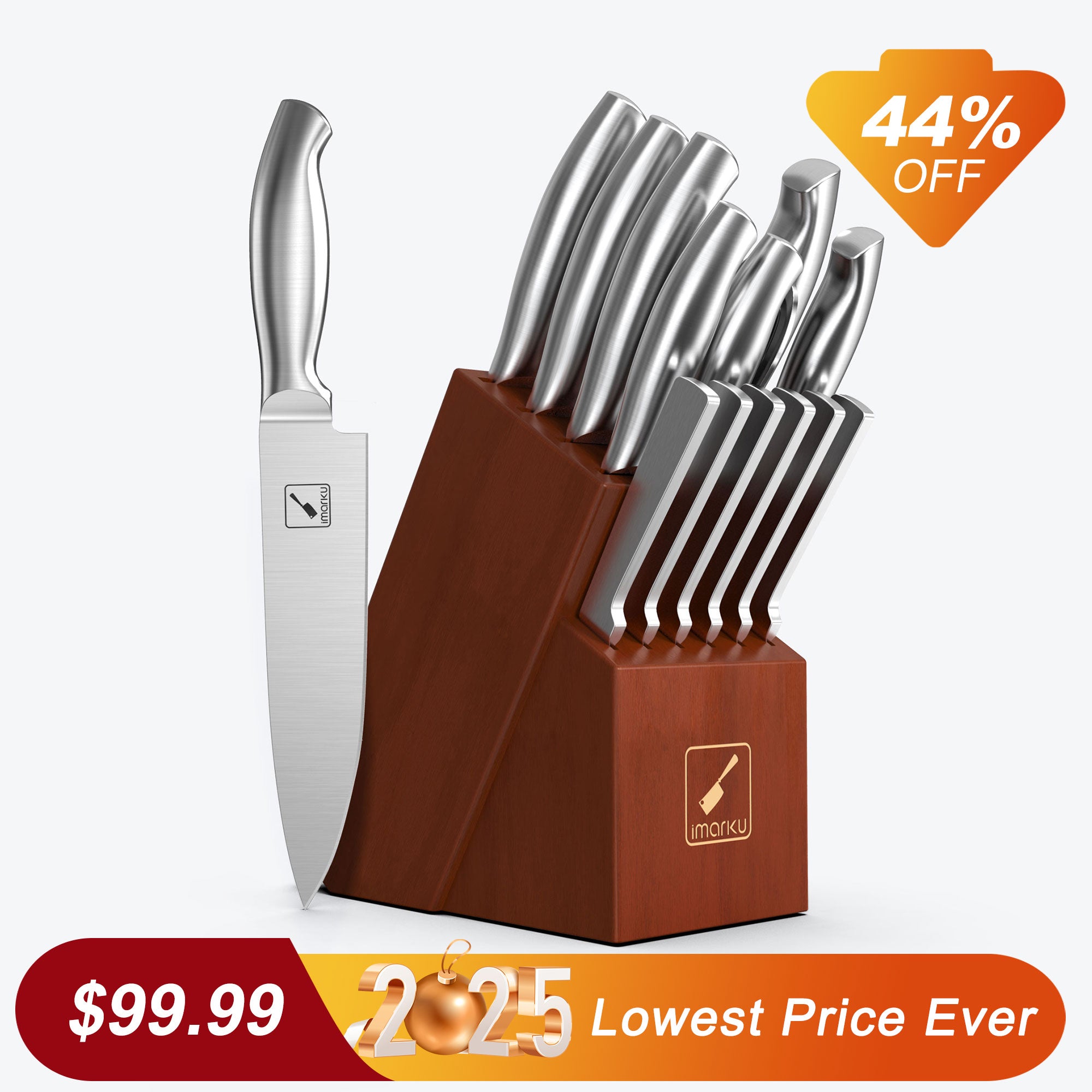 German Stainless Steel Chef's Knife Set with Wood Block