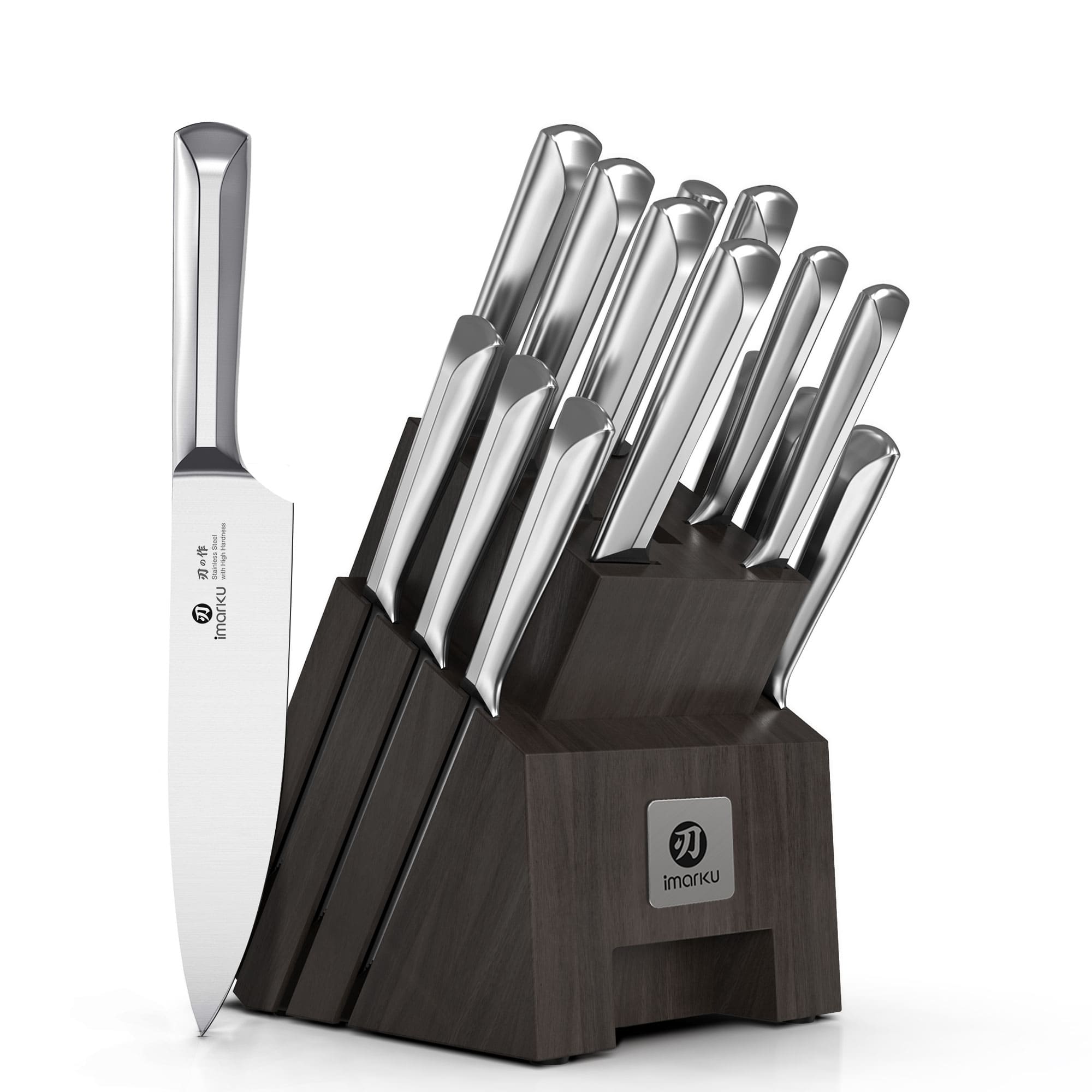 16 Piece Razor-sharp Japanese Stainless Steel Knife Set With Block Waterproof Wood