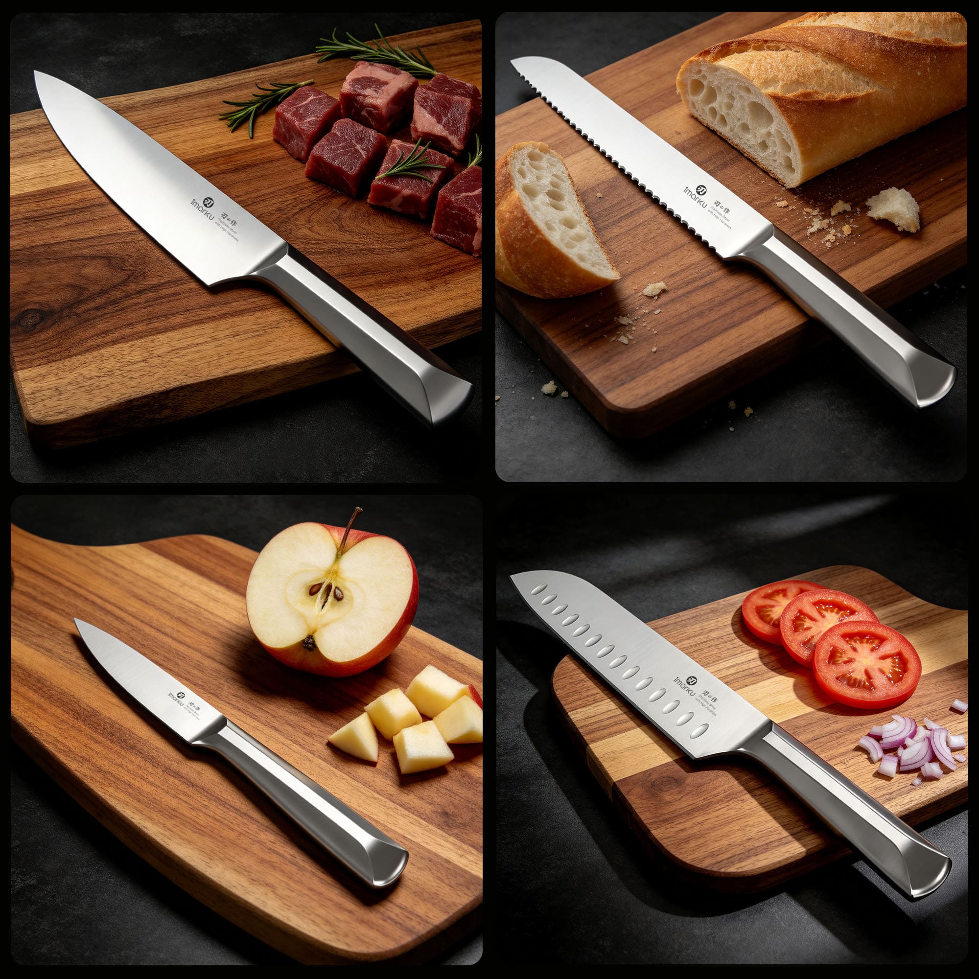 16 Piece Razor-sharp Japanese Stainless Steel Knife Set With Block Waterproof Wood