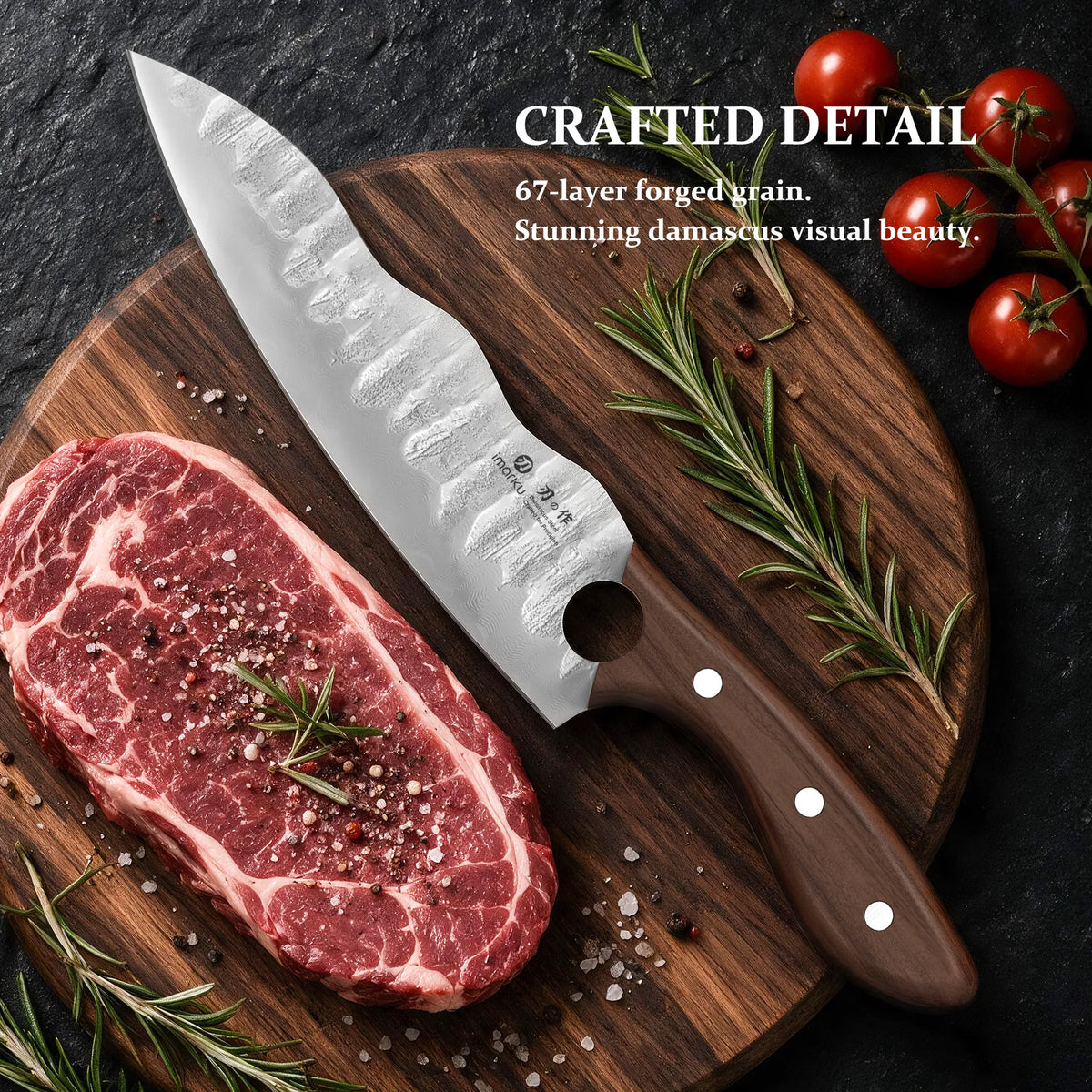 Damascus Steel Chef Knife 8 Inch, 67-Layer Steel with Full Tang Handle
