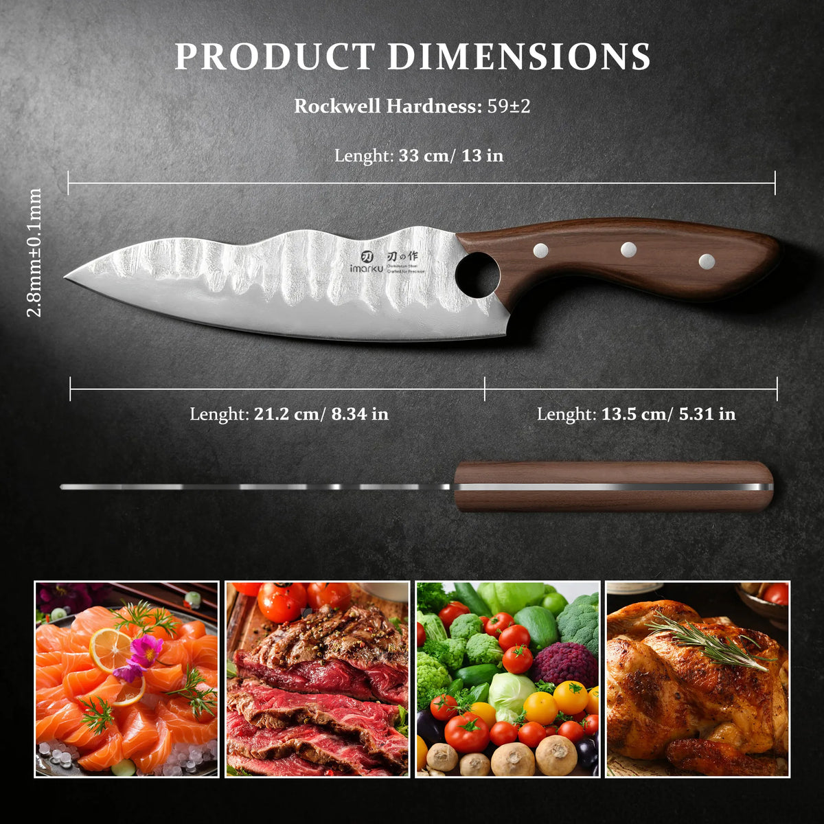 Damascus Steel Chef Knife 8 Inch, 67-Layer Steel with Full Tang Handle