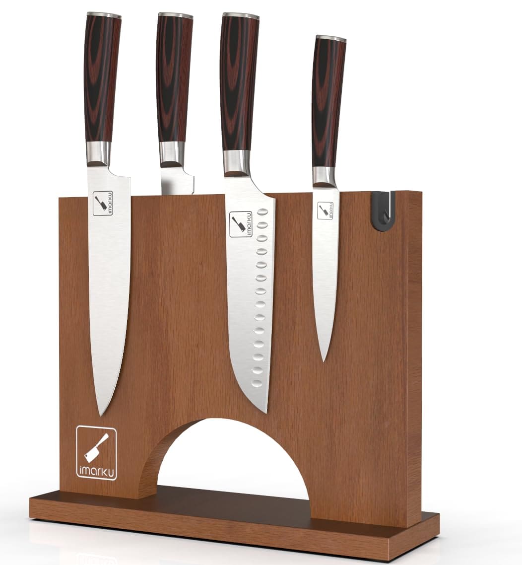 Magnetic Knife Block Holder with Knife Sharpener