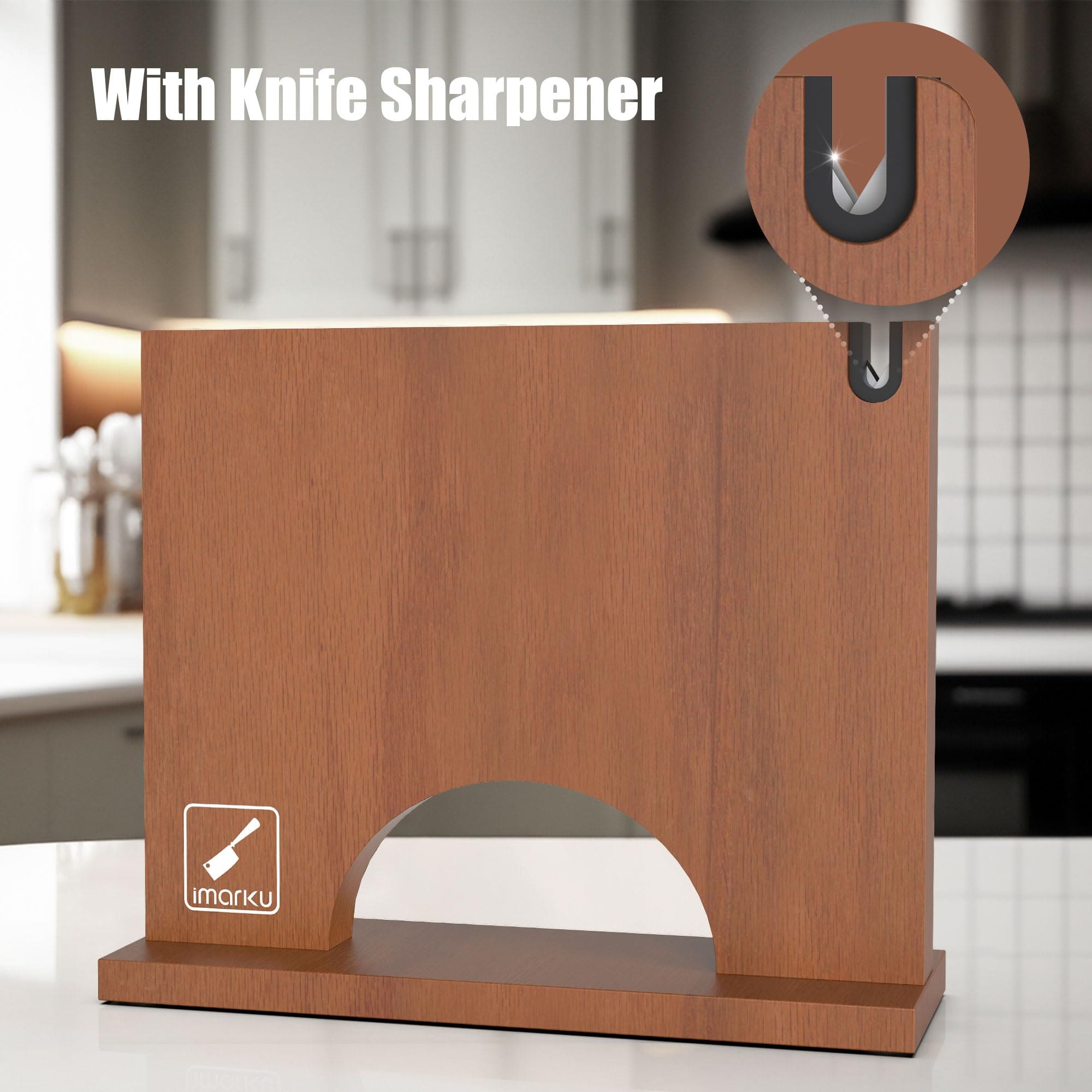 Magnetic Knife Block Holder with Knife Sharpener