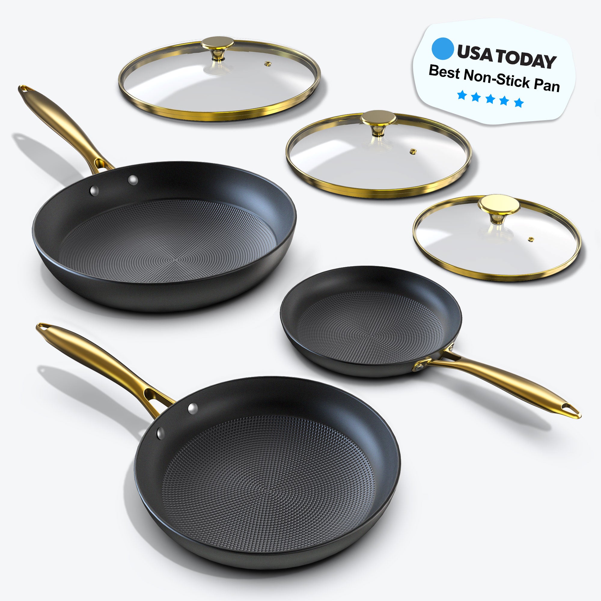 Nonstick Frying Pans Set with Glass Lids