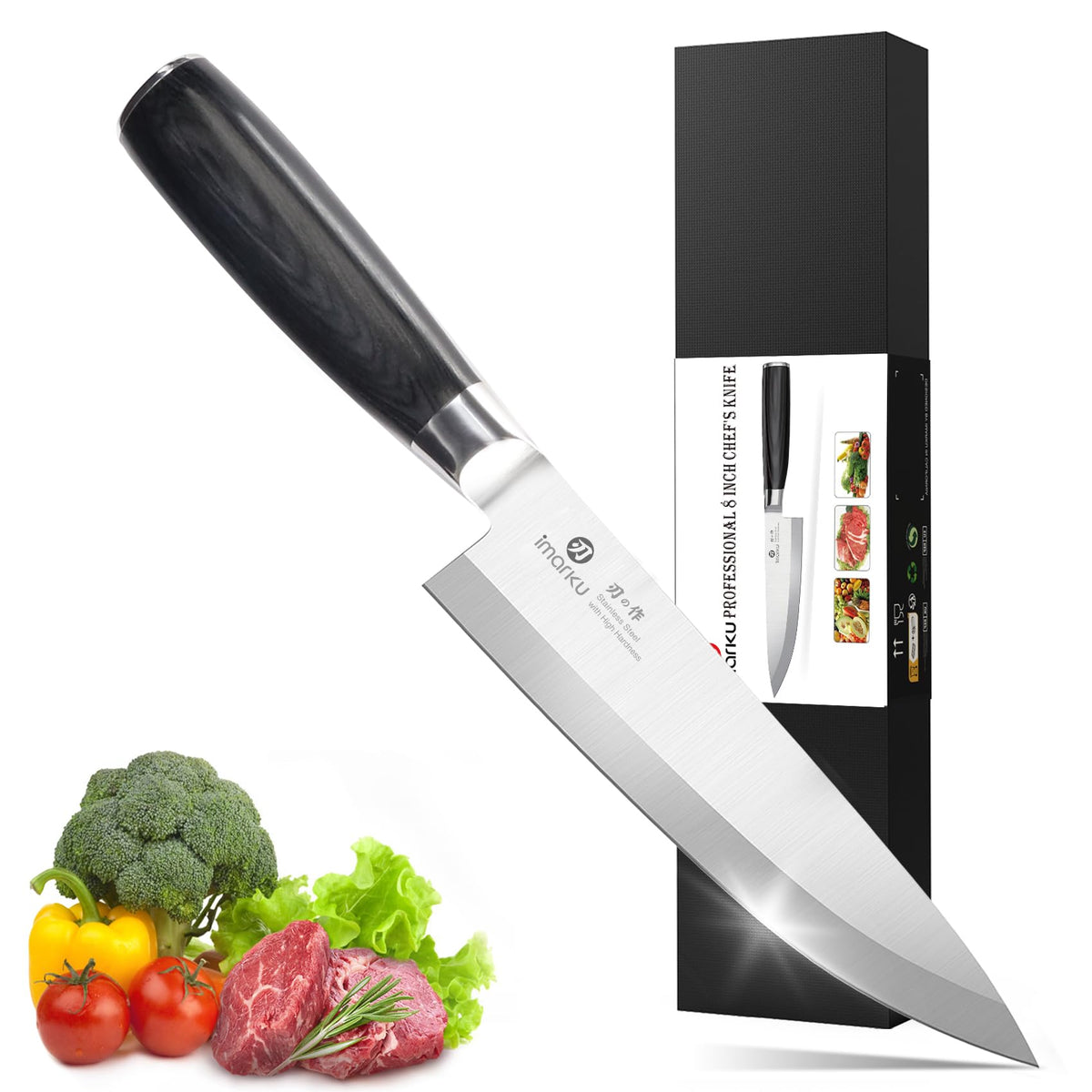 8 Inch Deba Japanese Chef Knife, Single-Bevel Stainless Steel Kitchen Knife