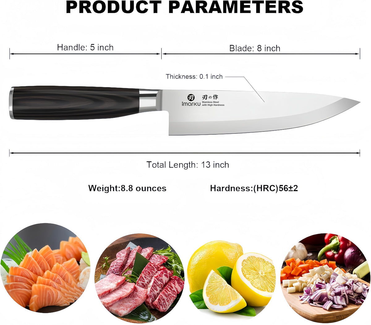 8 Inch Deba Japanese Chef Knife, Single-Bevel Stainless Steel Kitchen Knife