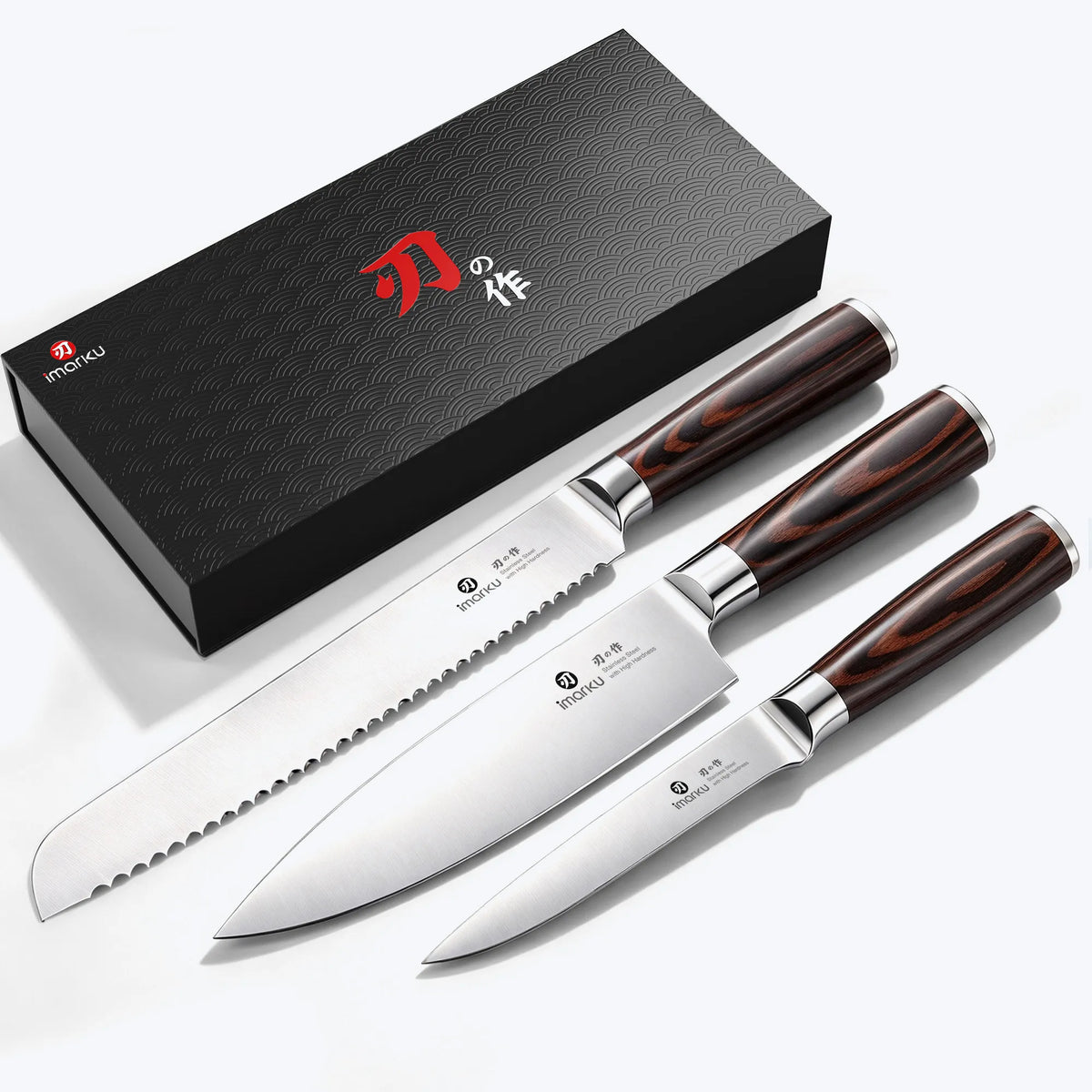 Imarku Japanese Kitchen Knife Set 3-Piece Ultra Sharp Knives for Chefs