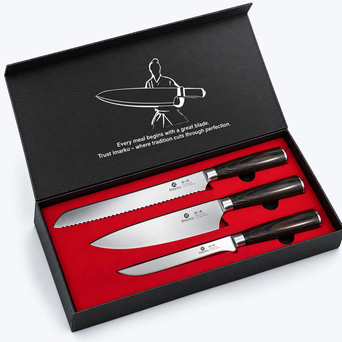 Imarku Japanese Kitchen Knife Set 3-Piece Ultra Sharp Knives for Chefs