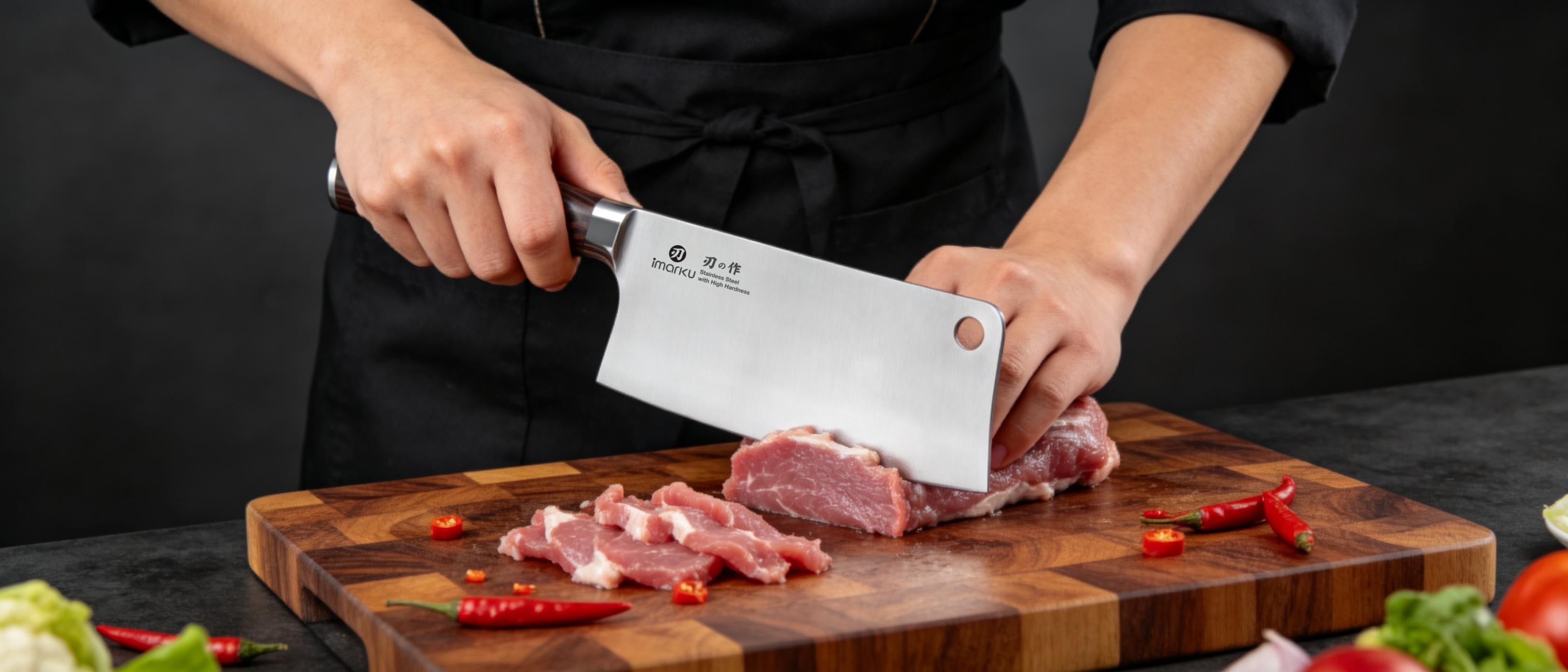Imarku stainless steel meat cleaver chopping pork
