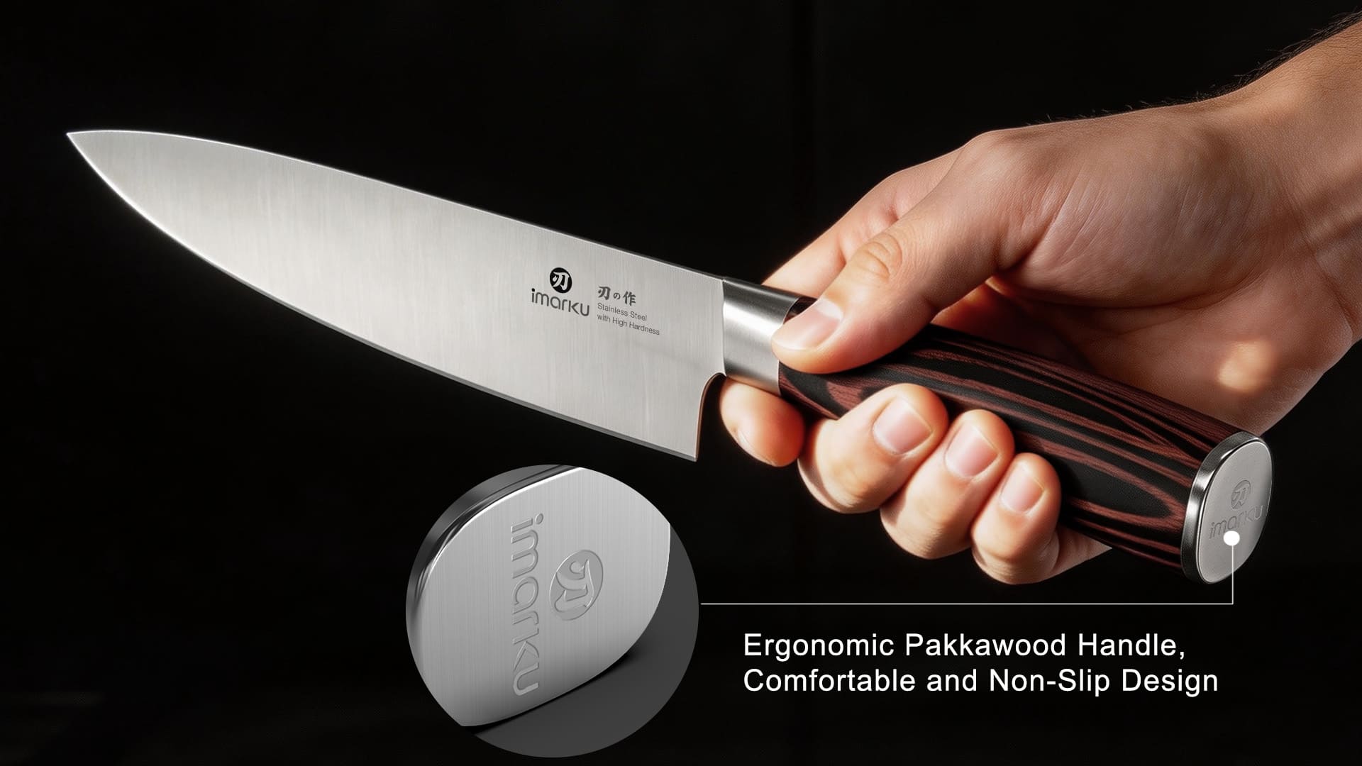 high quality chef knife with ergonomic handle_p8 brown