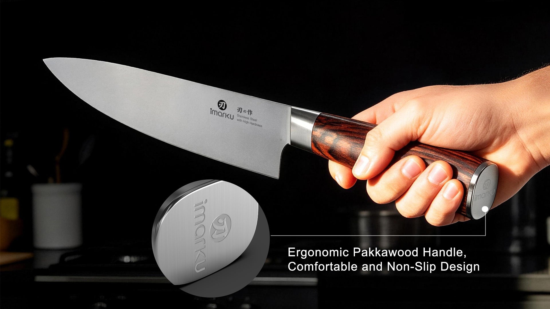 high quality chef knife with ergonomic handle_p8 red