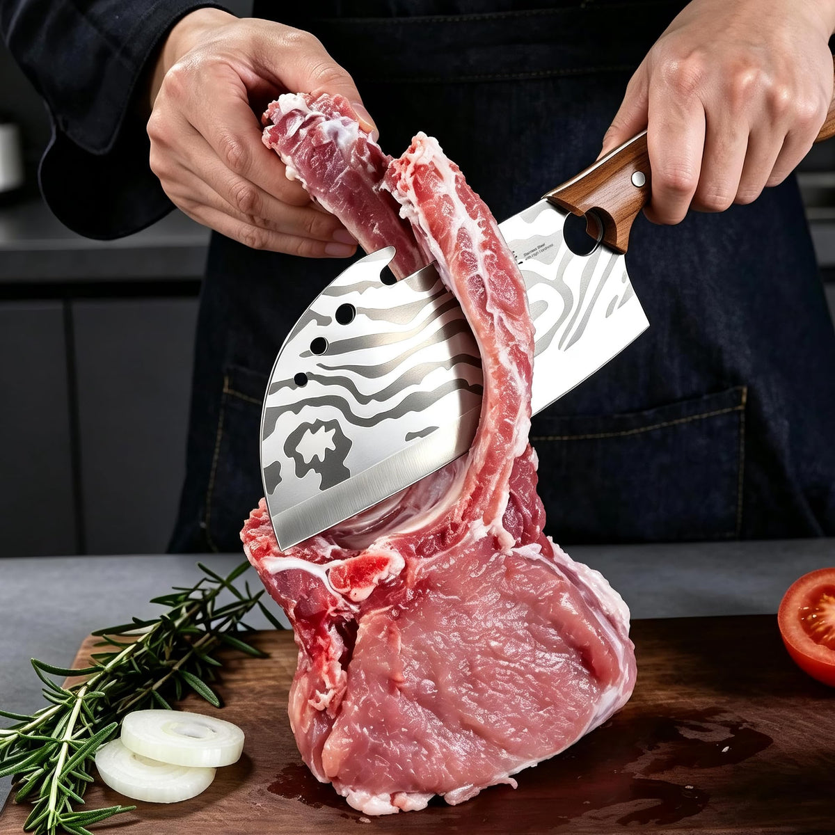7.5 Inch Meat Cleaver, High Carbon Stainless Steel Butcher Knife for Bones, Ribs & Vegetables
