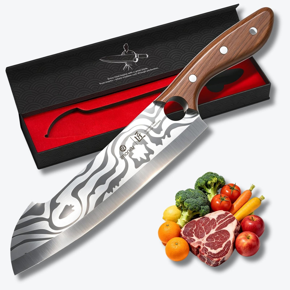 8.4" Japanese Chef Knife, Ultra Sharp High Carbon Stainless Steel, Ash Wood Handle